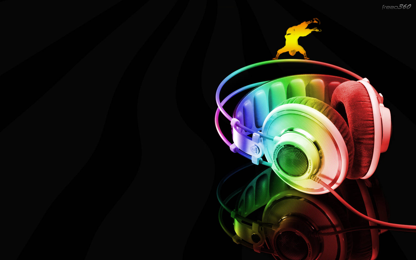 Sevimli Müzik Gökkuşağı Neon Kulaklıklar Duvar Kağıdı