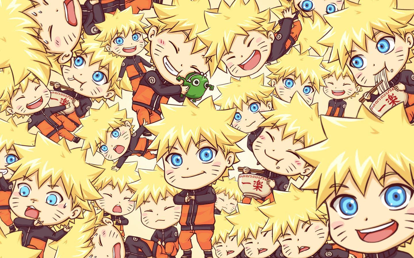 Sevimli Naruto Chibi Yüz Kolajı Duvar Kağıdı