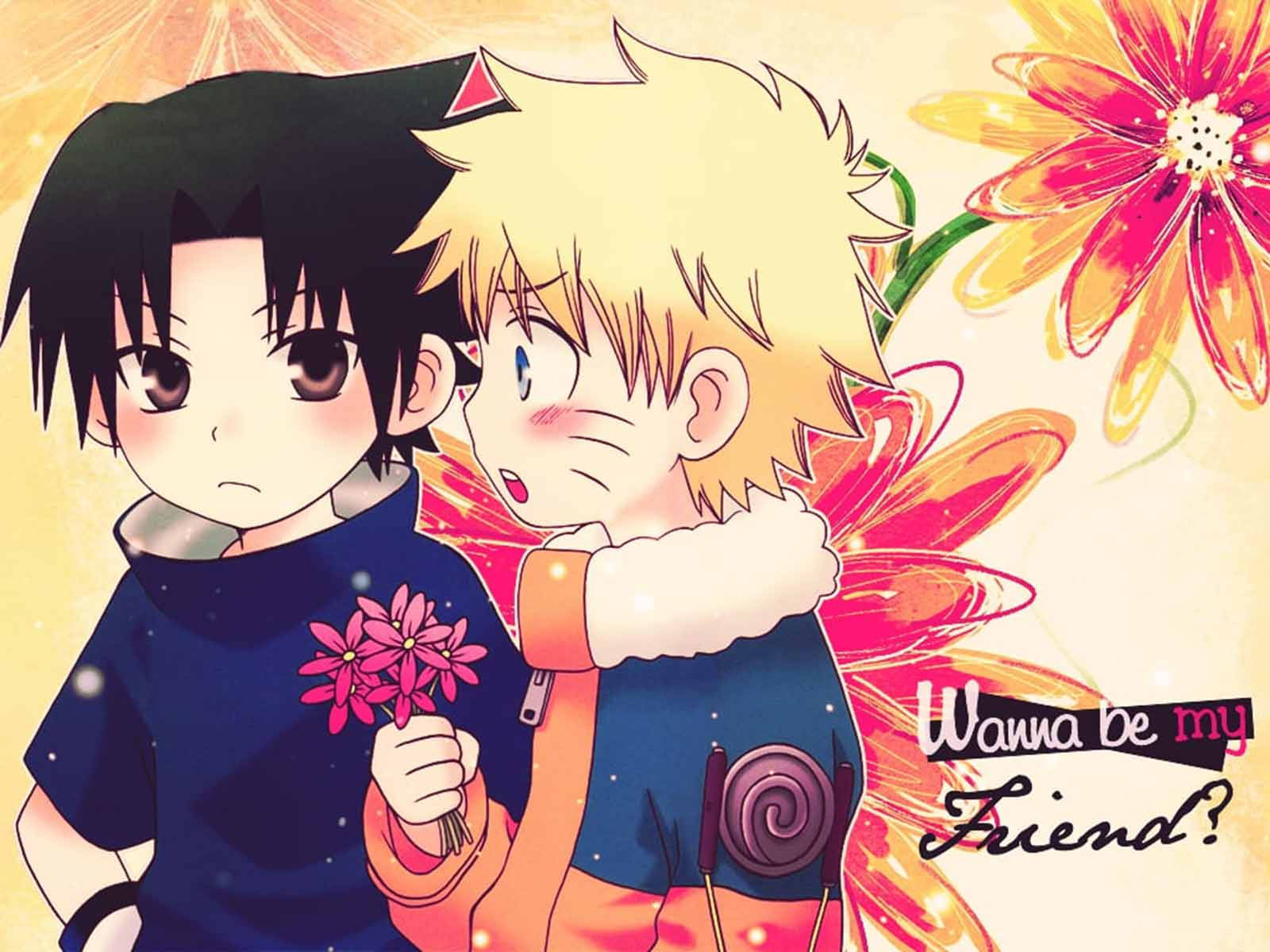 Sevimli Naruto Çiçek Sanatı Duvar Kağıdı