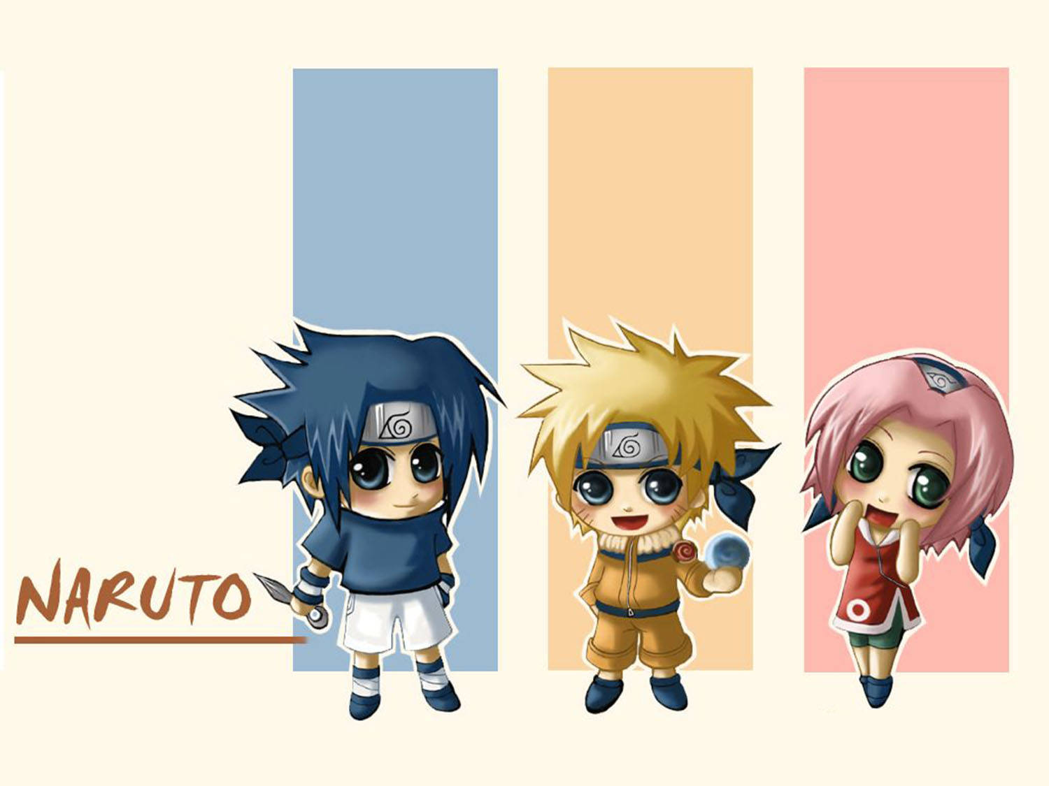 Sevimli Naruto Çizgili Tasarım Duvar Kağıdı