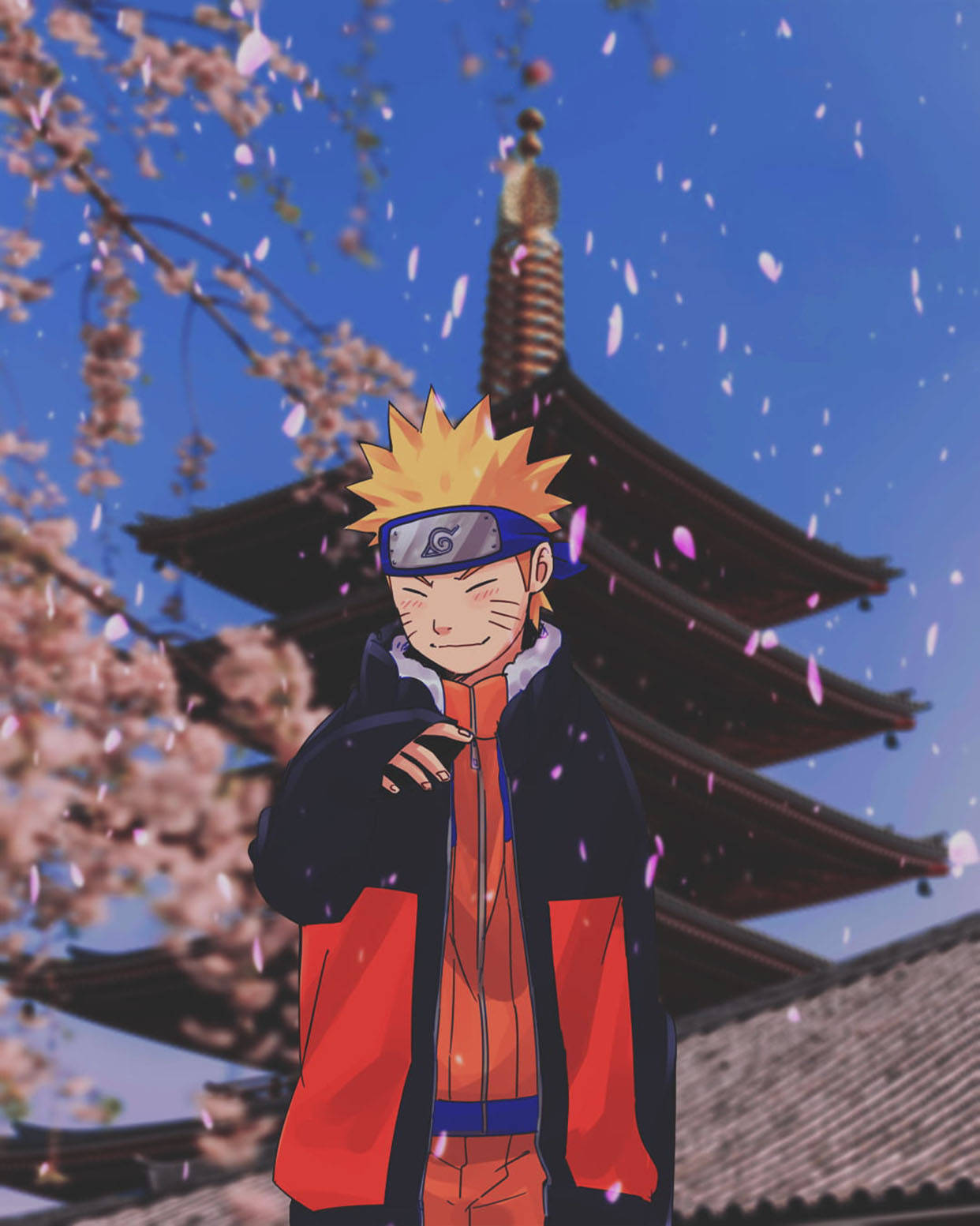 Sevimli Naruto Japon Tapınağı Duvar Kağıdı