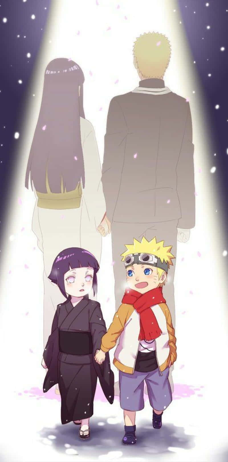 Sevimli Naruto ve Hinata Bebek ve Yetişkin Versiyonu Duvar Kağıdı