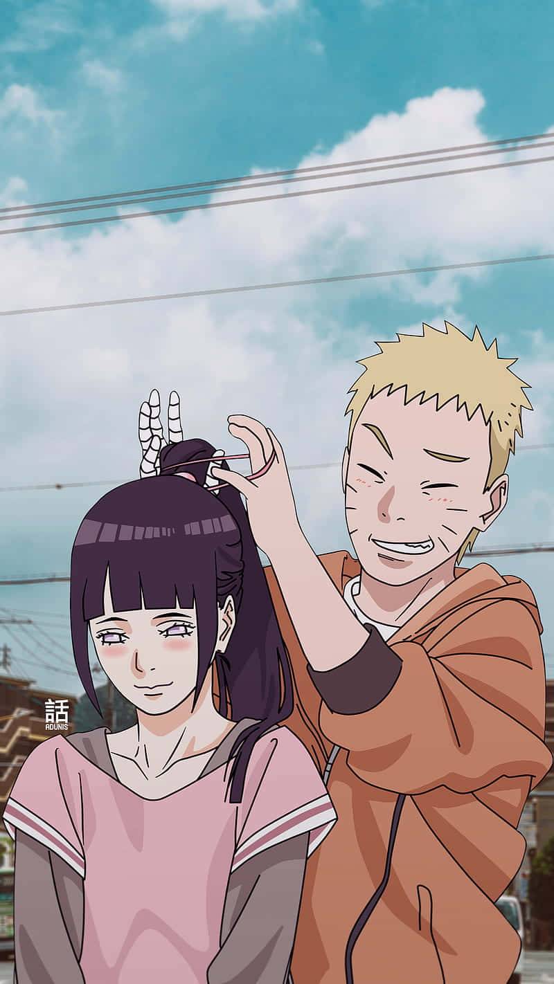 Sevimli Naruto ve Hinata Saçı Duvar Kağıdı