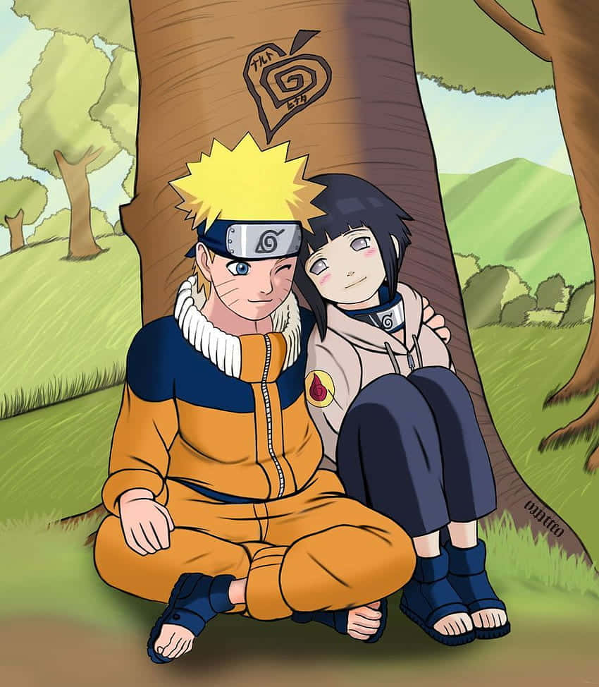 Sevimli Naruto ve Hinata Parkta Bir Randevuda Duvar Kağıdı