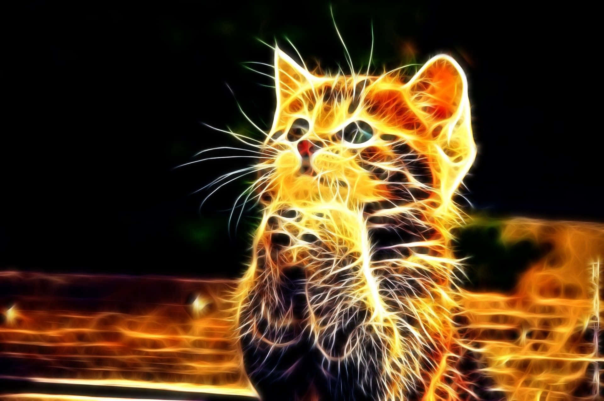 Sevimli Neon Hayvan Dua Eden Kedi Duvar Kağıdı
