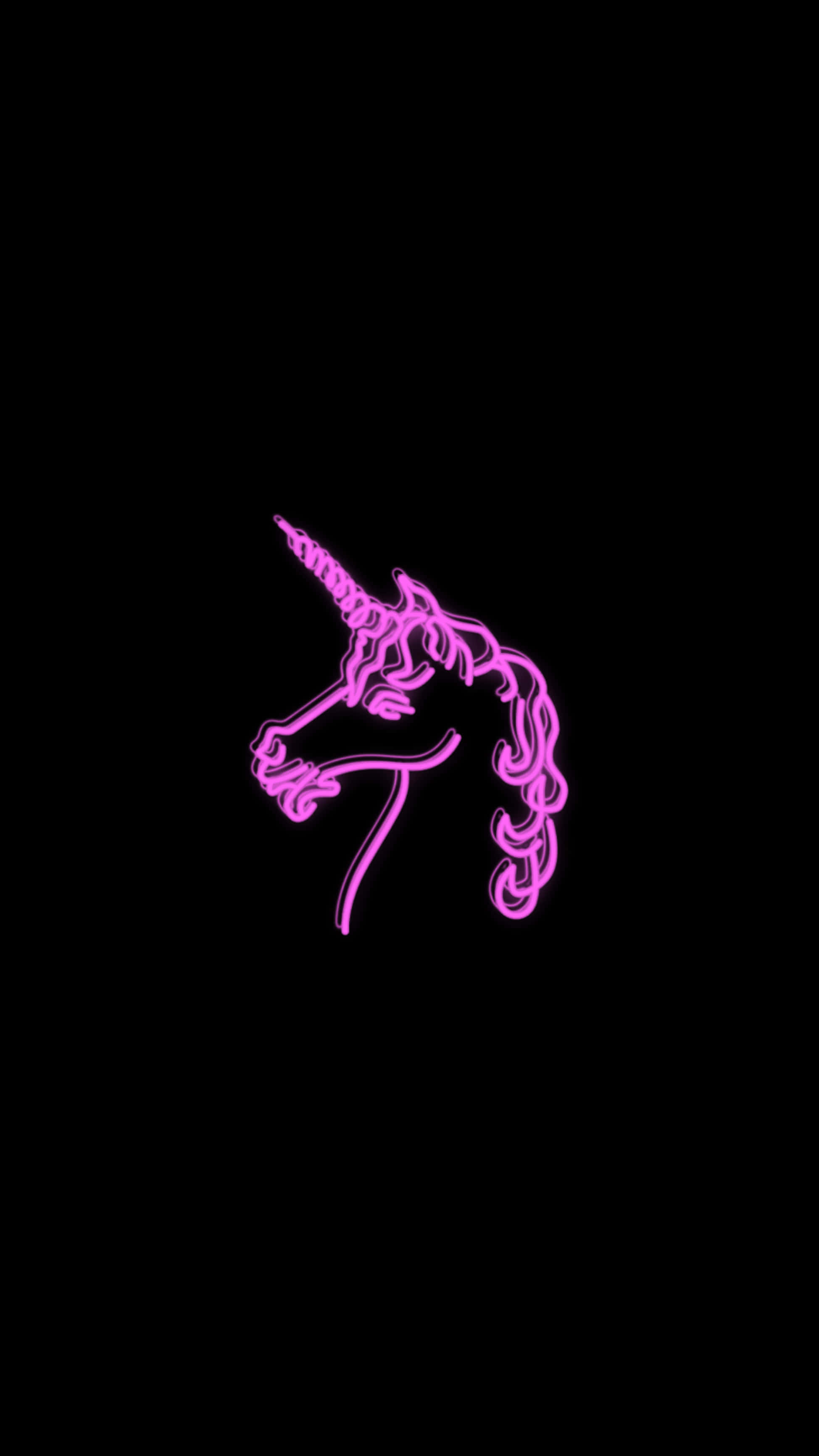 Sevimli Neon Pembe Unicorn Tabelası Duvar Kağıdı