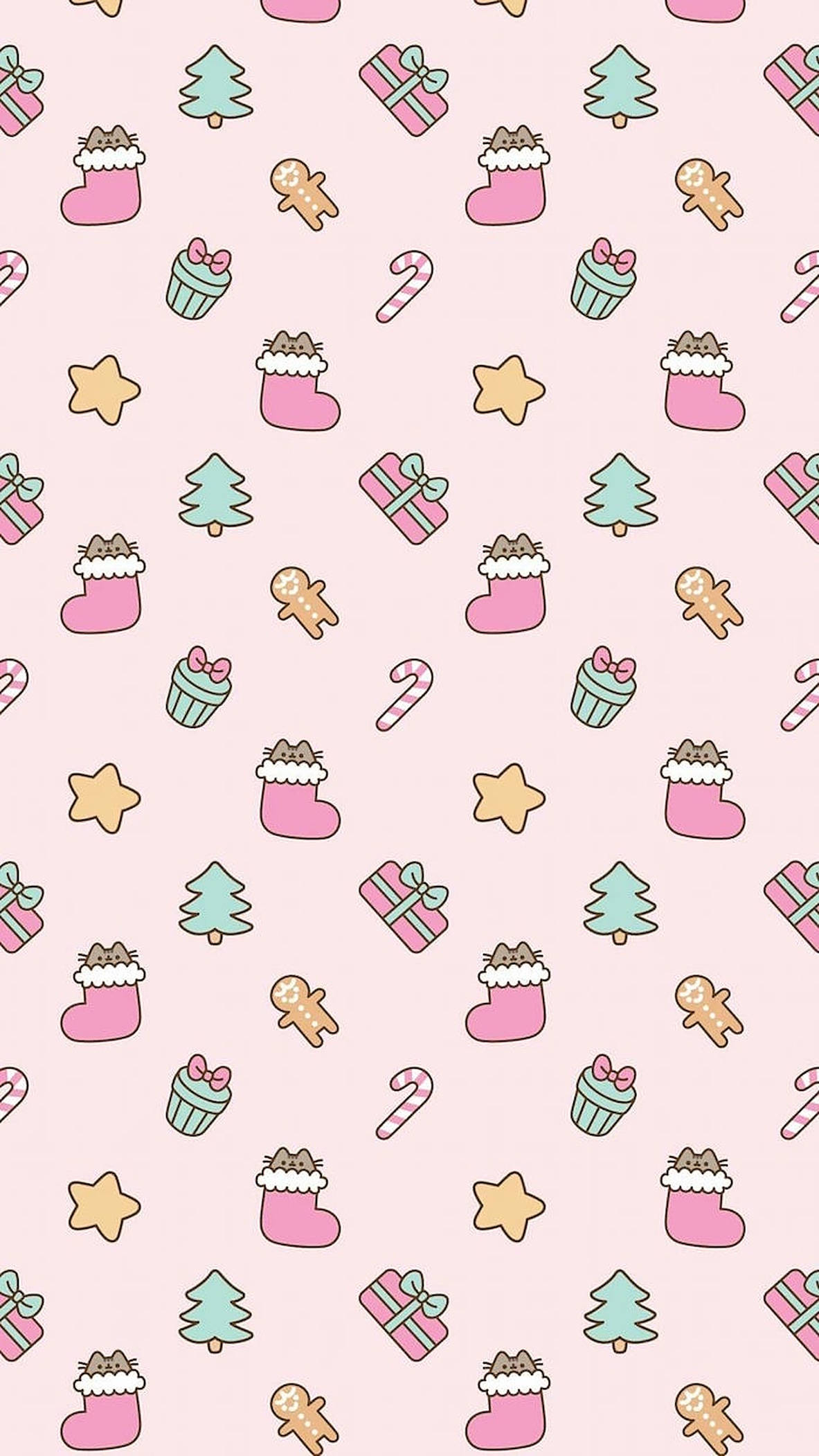 Sevimli Noel Dekorasyon Deseni Duvar Kağıdı