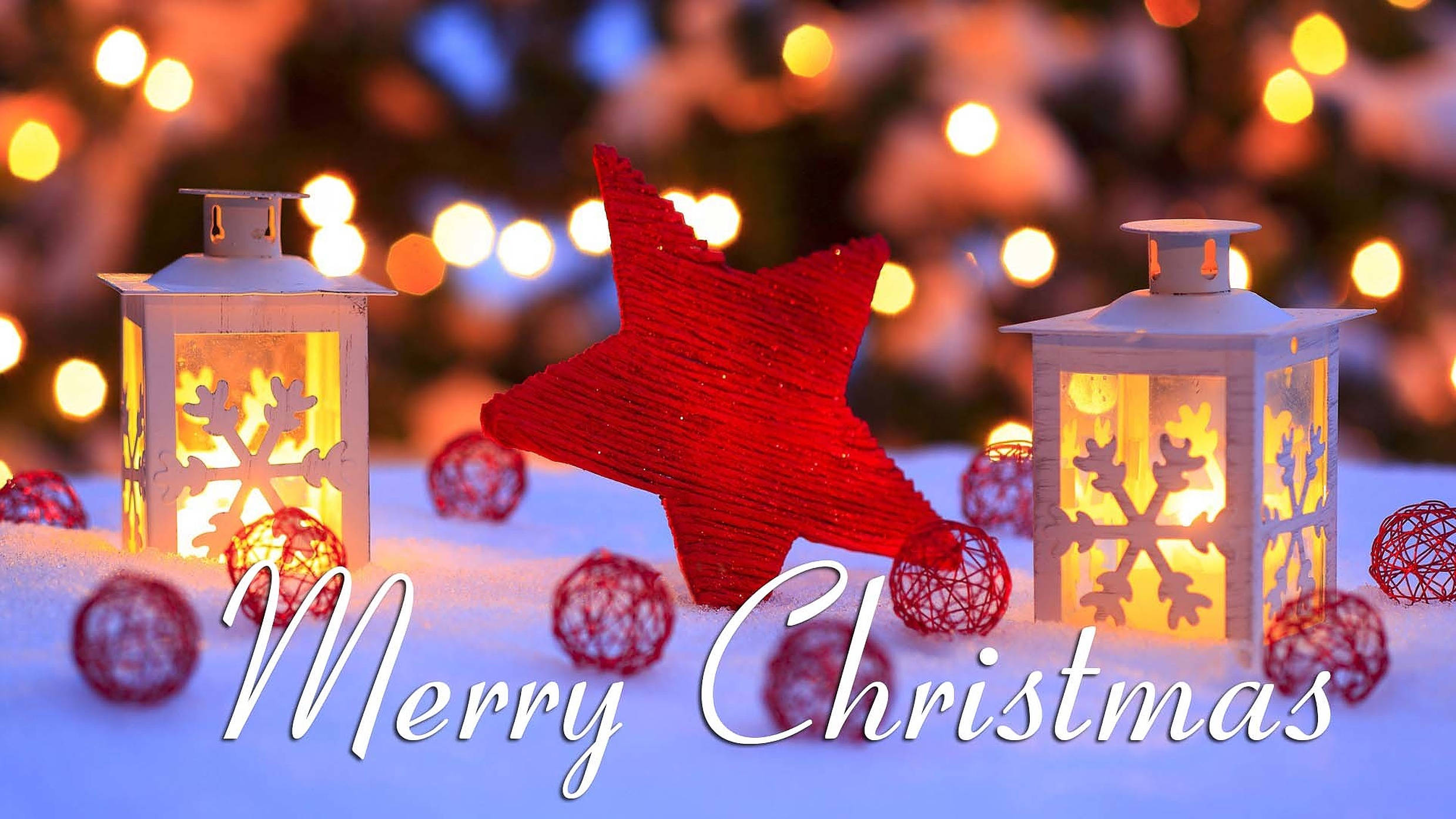 Sevimli Noel Kırmızı Yıldız Süsü Duvar Kağıdı