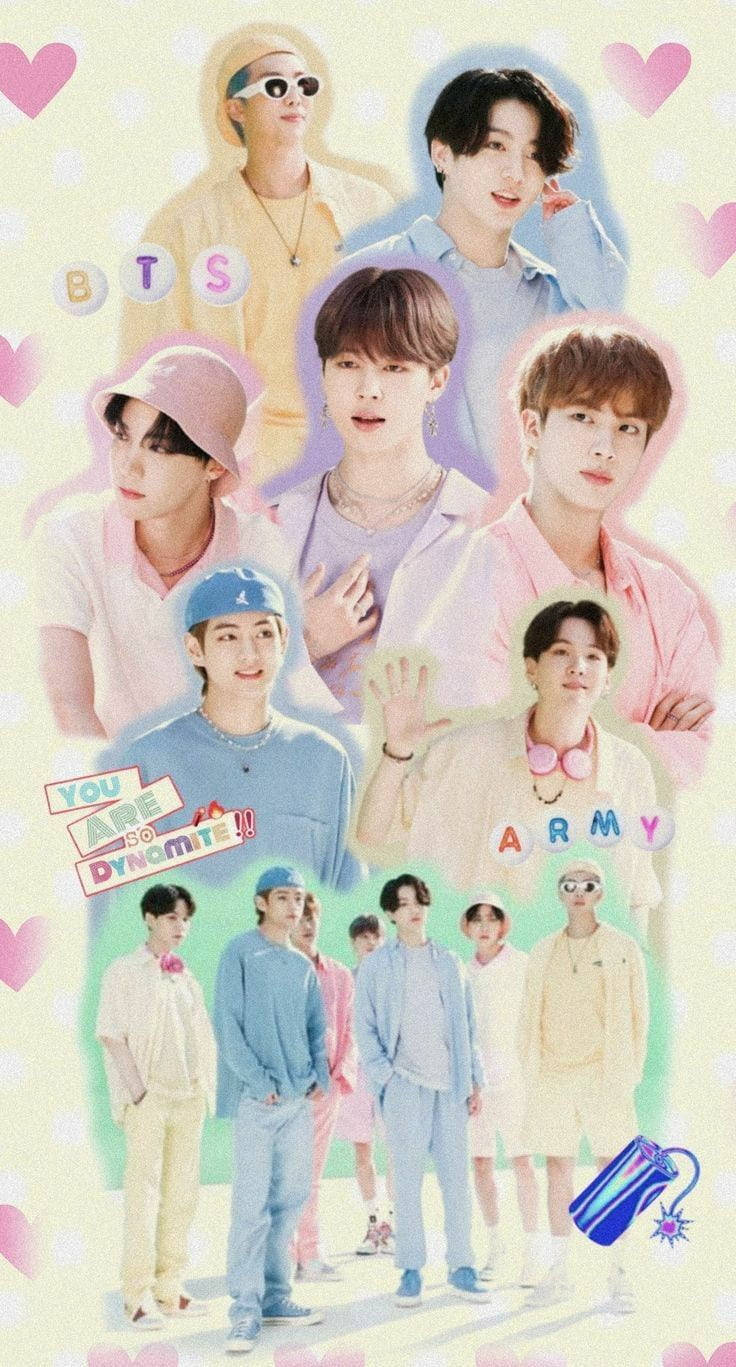 Sevimli Pastel Estetik BTS Dynamite Duvar Kağıdı