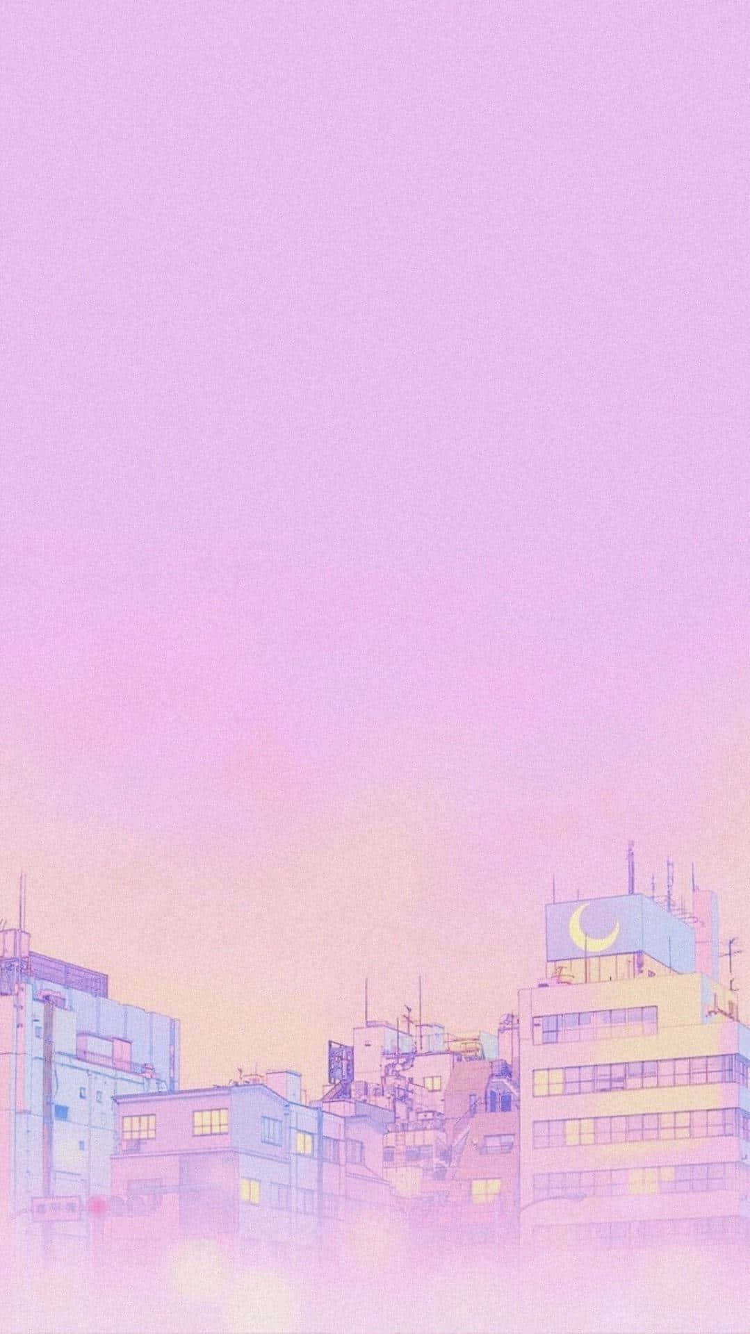 Sevimli Pastel Pembe Şehir Telefon Duvar Kağıdı