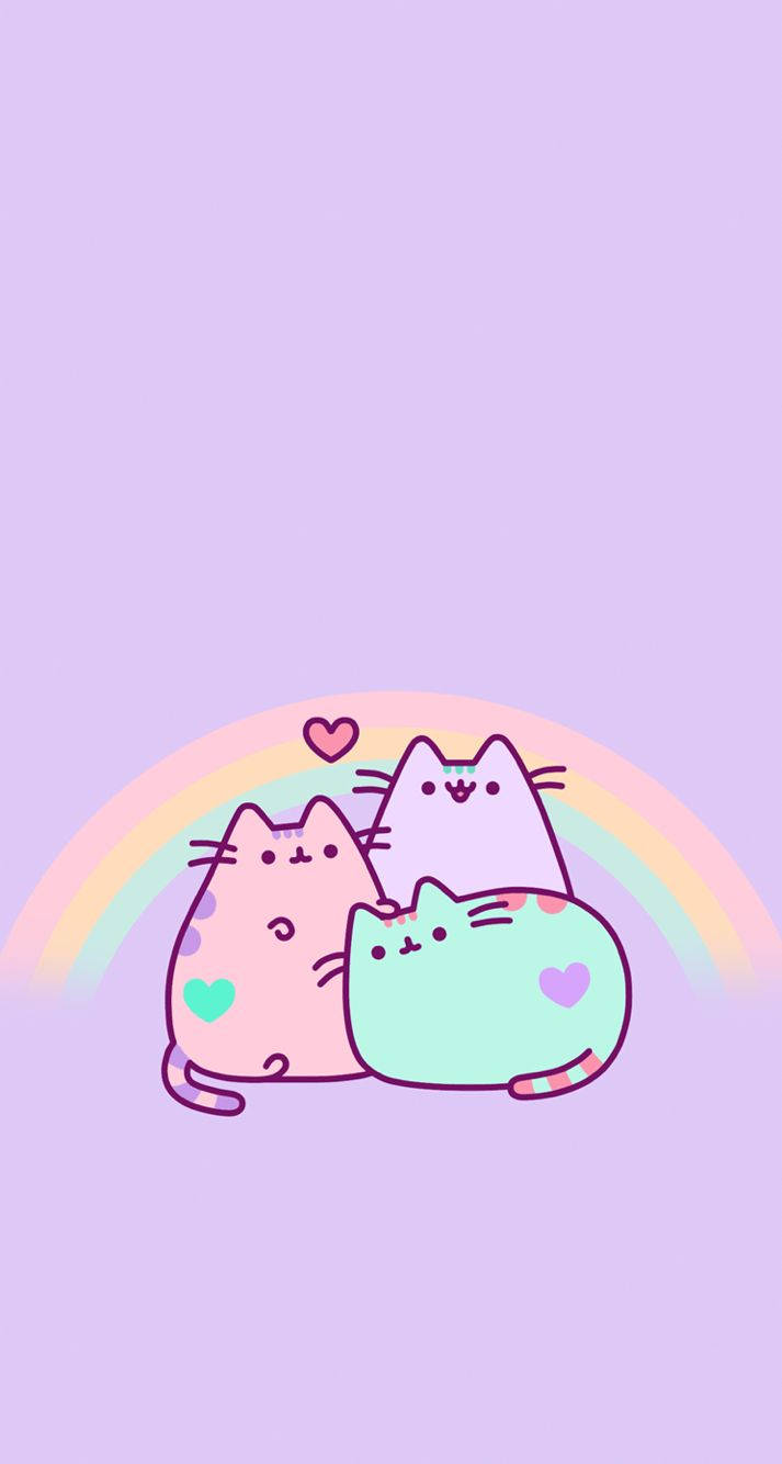 Sevimli Pastel Pusheen Kedileri Neşe Saçıyor Duvar Kağıdı