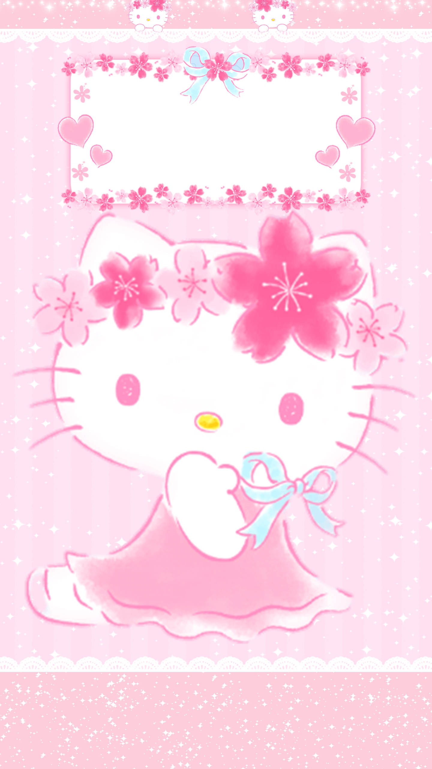 Sevimli Pembe Arkaplanda Hello Kitty Duvar Kağıdı