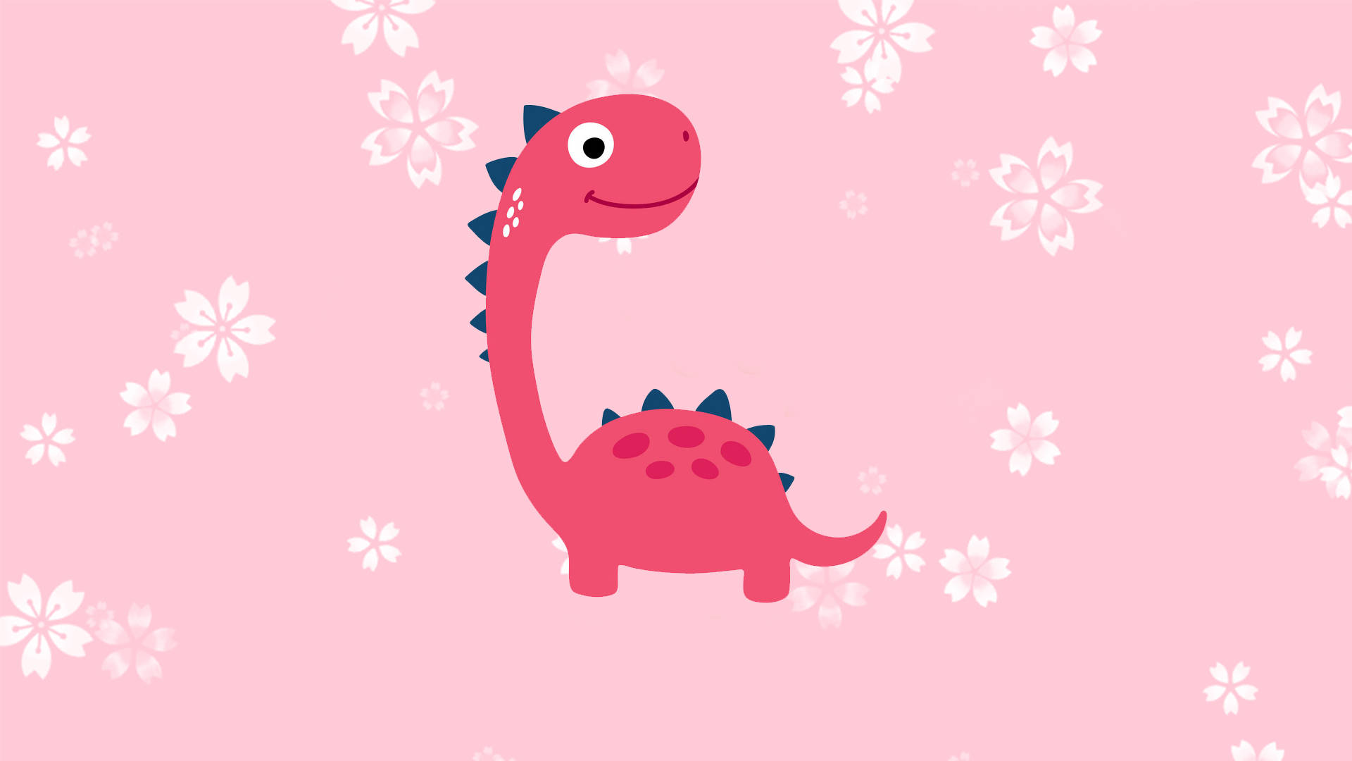 Sevimli Pembe Dinozor Çiçekli Brachiosaurus Duvar Kağıdı