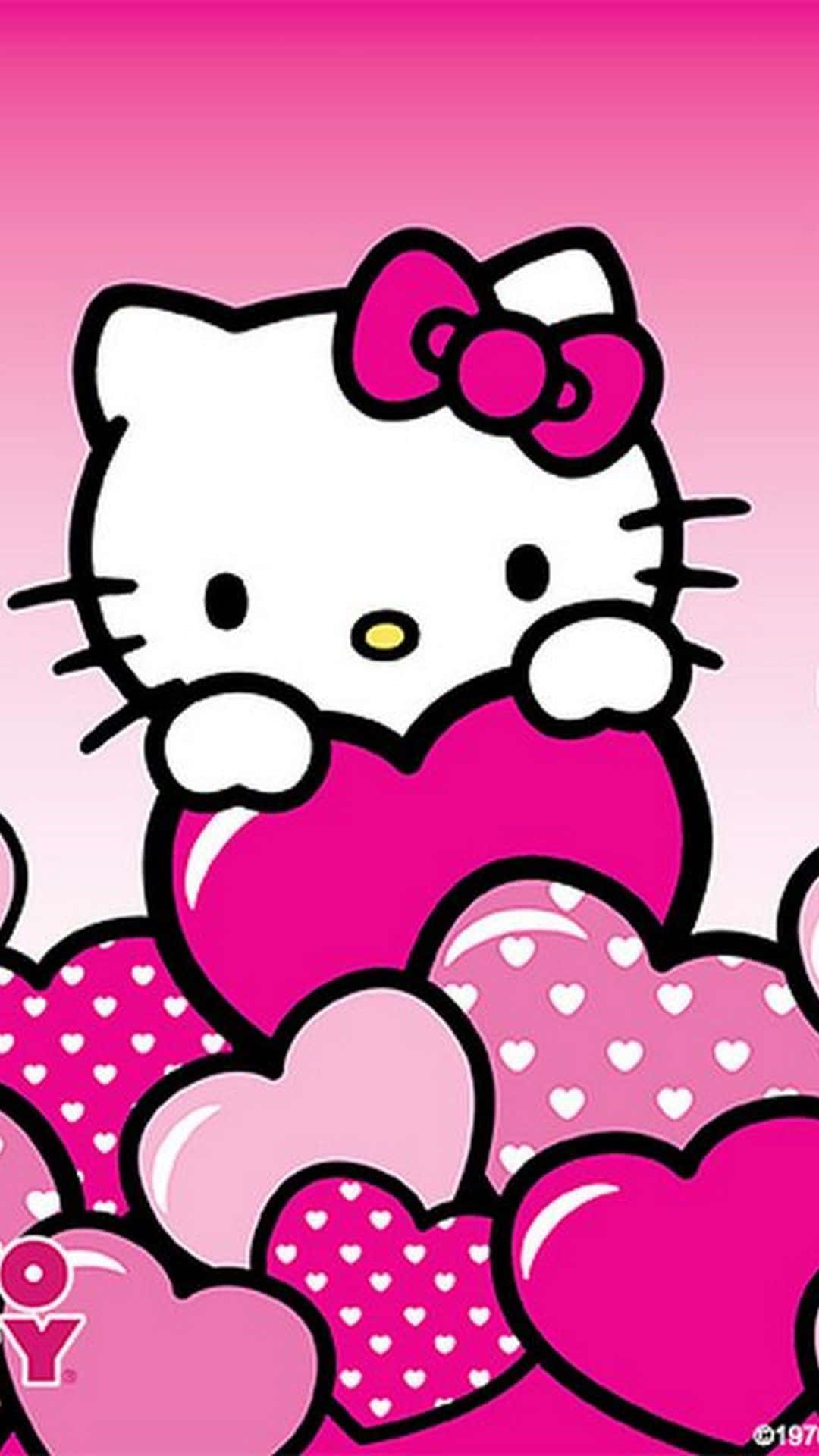 Sevimli Pembe Hello Kitty Kalplere Sarılıyor