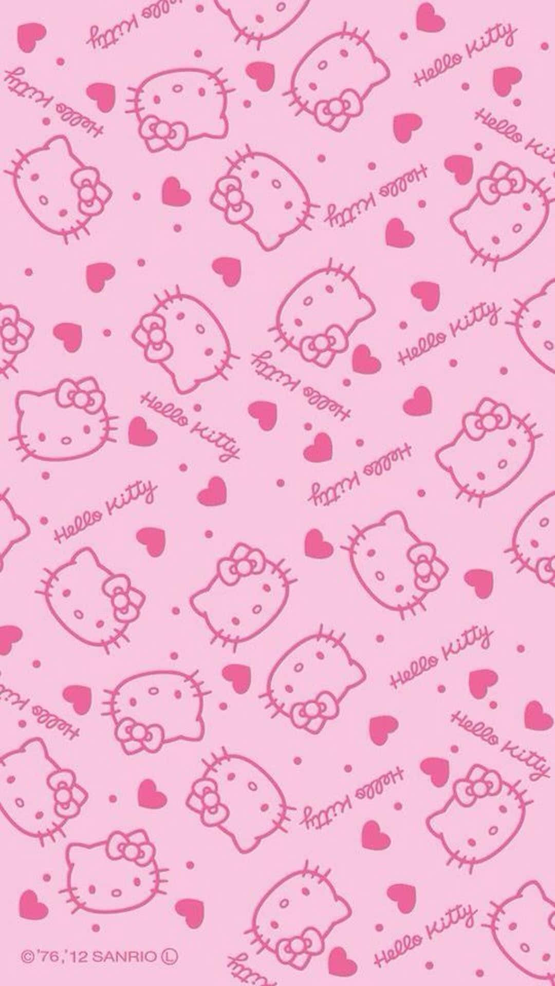 Sevimli Pembe Hello Kitty Kalpler Duvar Kağıdı Sanatı Duvar Kağıdı