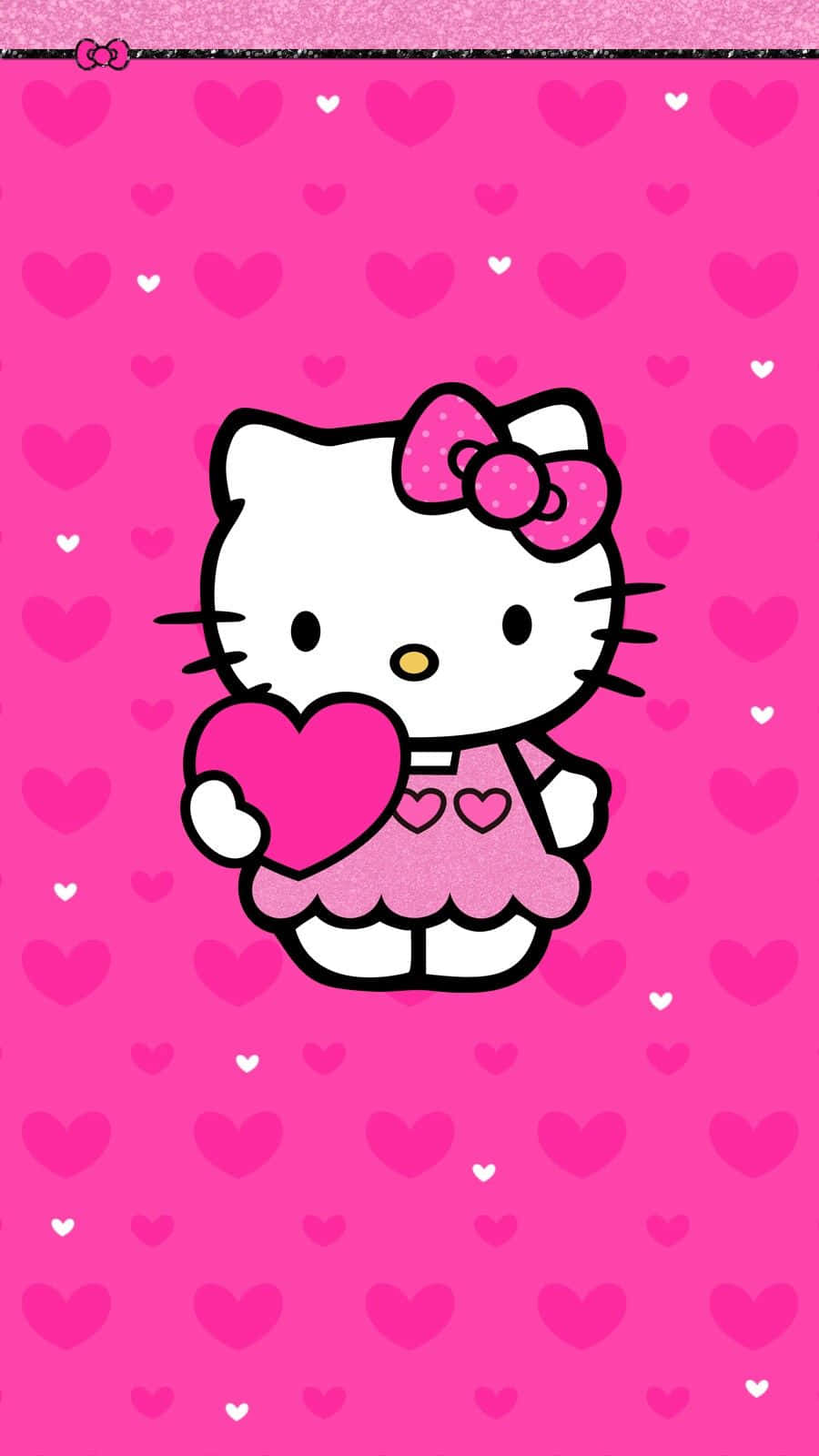 Sevimli Pembe Hello Kitty Kalpler Duvar Kağıdı