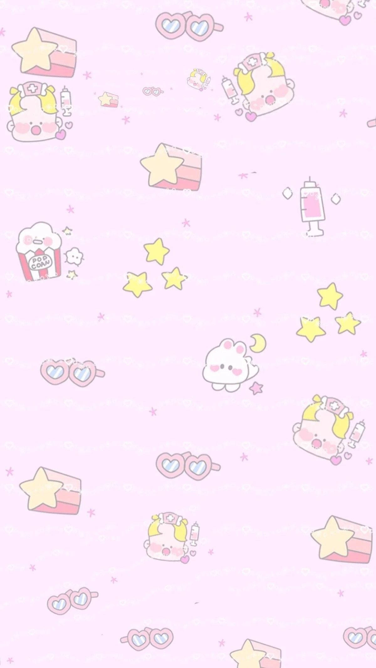 Sevimli Pembe Kawaii Temalı iPad Duvar Kağıdı