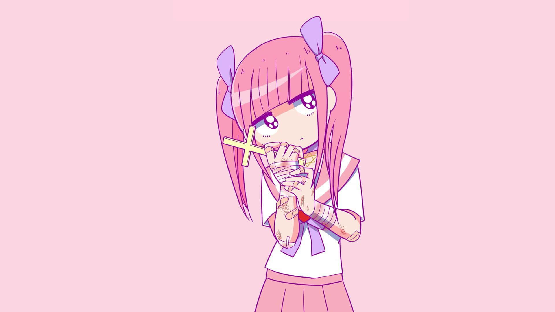 Sevimli Pembe Kawaii Arkaplan Duvar Kağıdı
