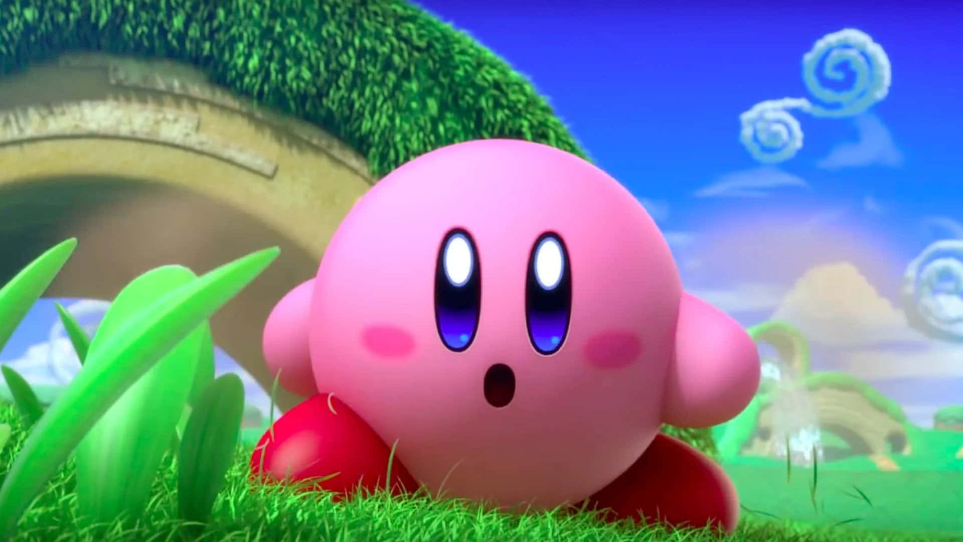 Sevimli Pembe Kirby Dünyayı Keşfediyor Duvar Kağıdı