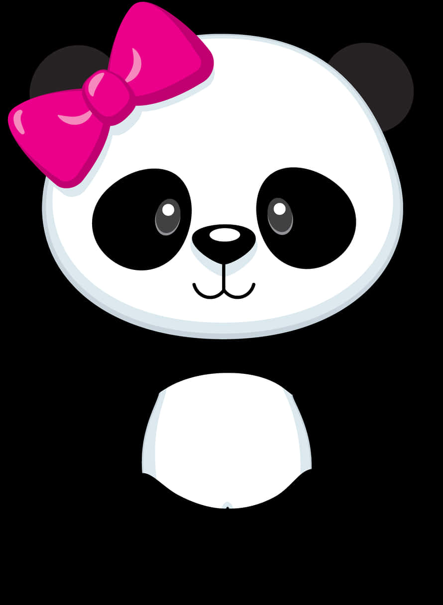 Sevimli Pembe Kurdeleli Çizgi Film Panda Duvar Kağıdı