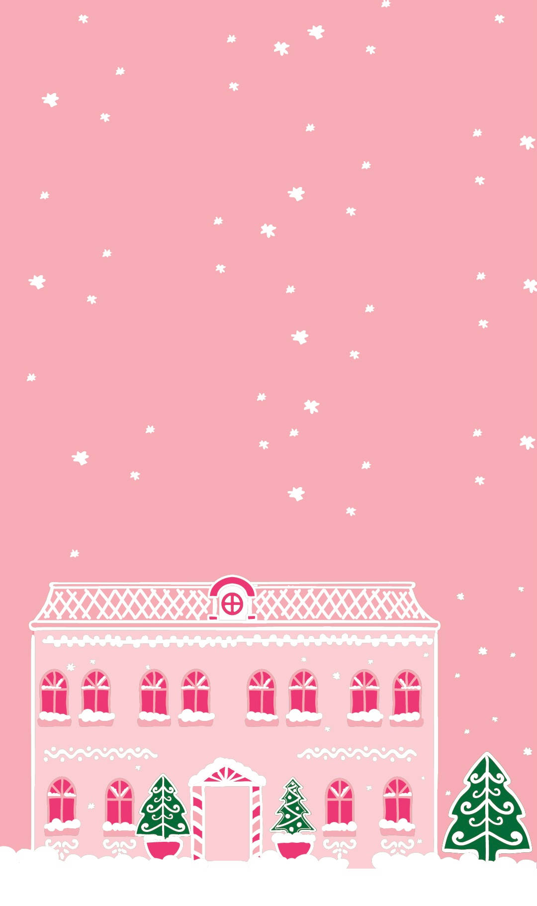 Sevimli Pembe Noel Evi Duvar Kağıdı