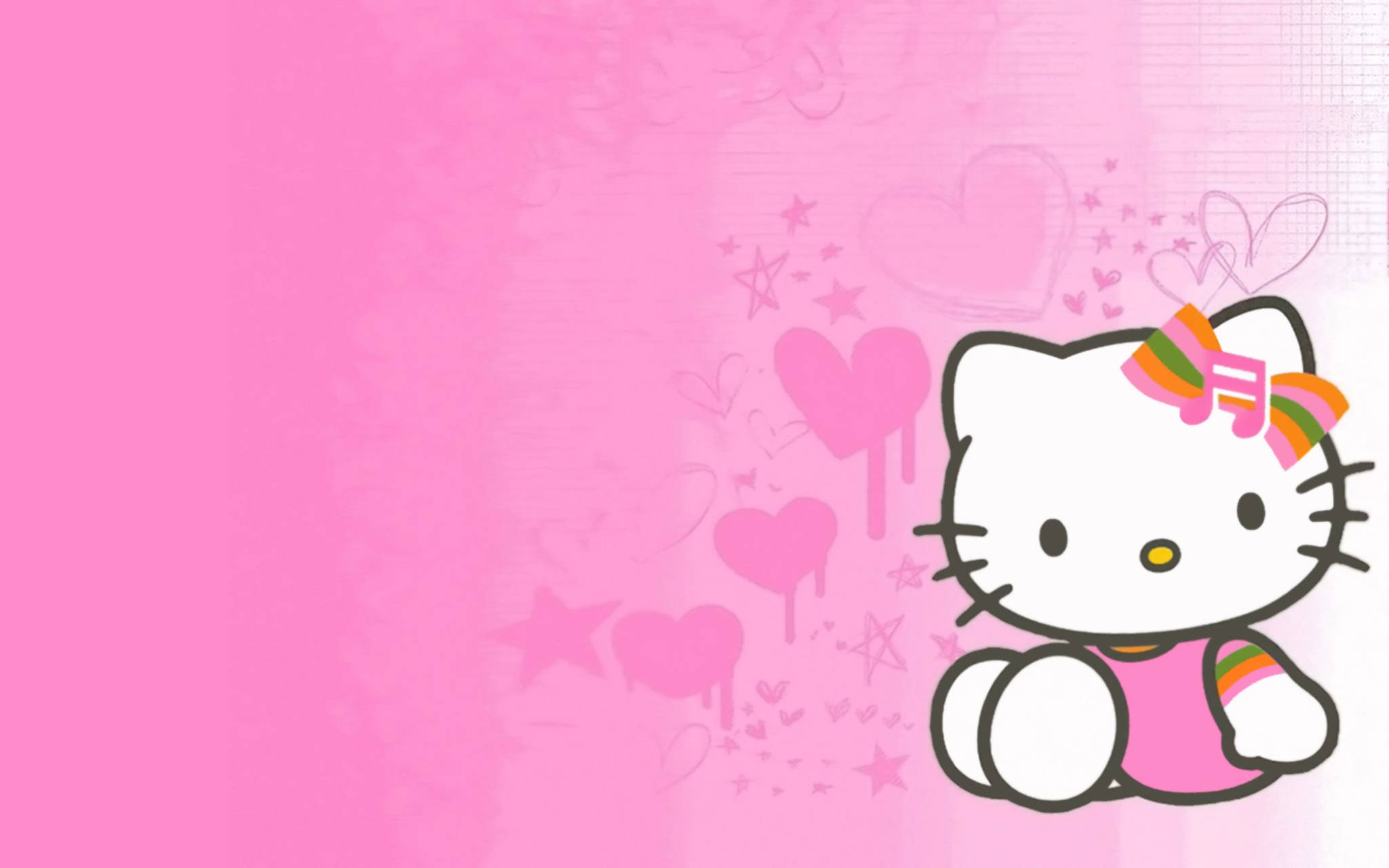 Sevimli Pembe Sanat Hello Kitty Duvar Kağıdı