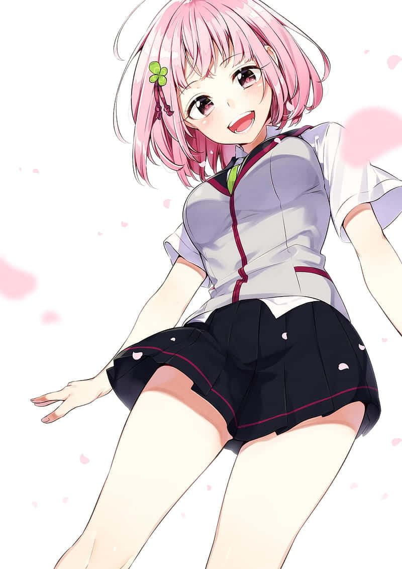 Sevimli Pembe Saçlı Anime Kızı Duvar Kağıdı