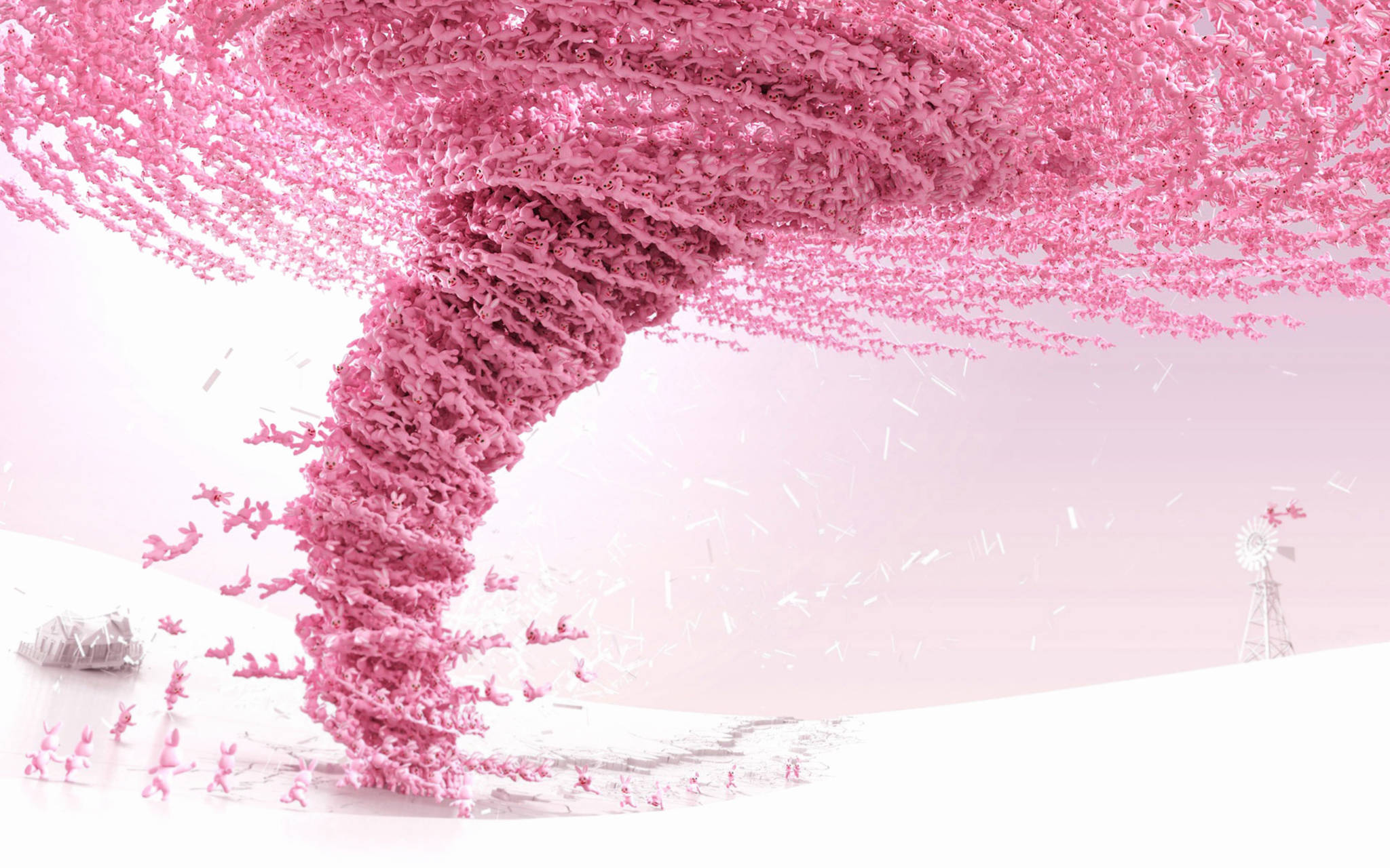Sevimli Pembe Tavşanlar Kasırgası Duvar Kağıdı