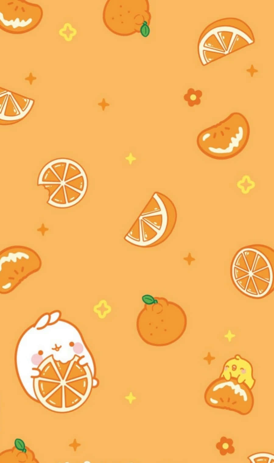 Sevimli Portakal Meyveleri ve Dilimleri Duvar Kağıdı