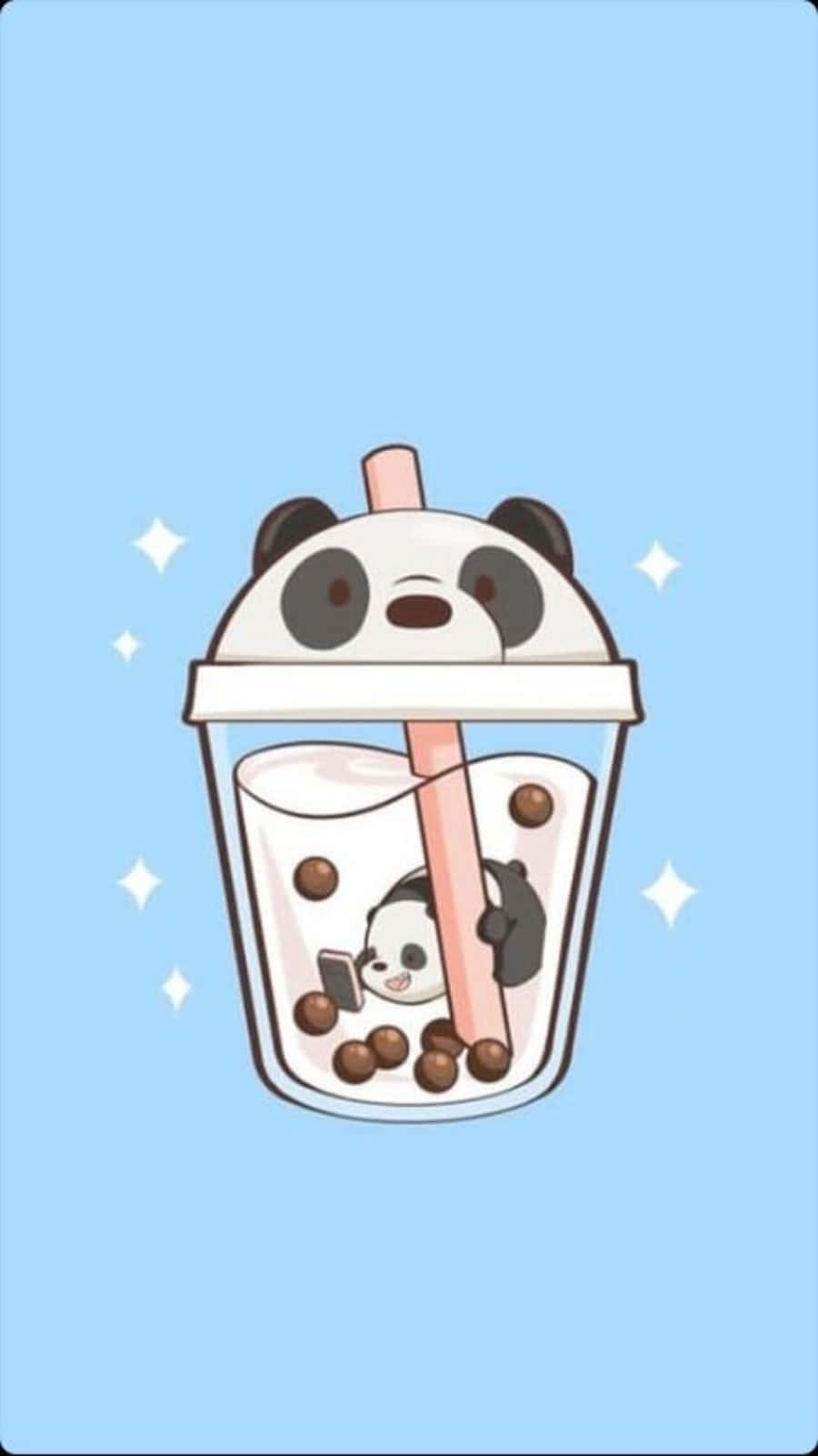 Sevimli Profil Panda Sütlü Çay Resimleri Duvar Kağıdı