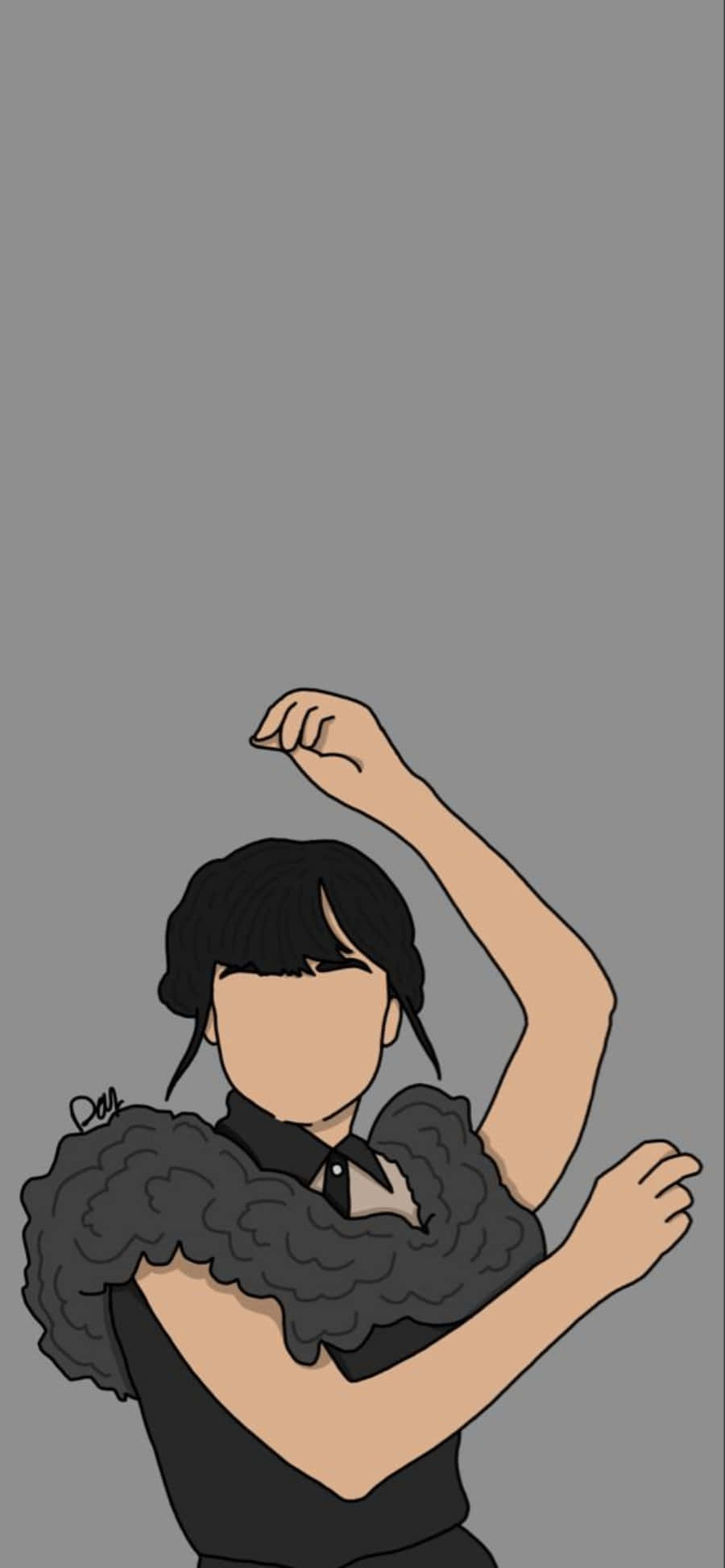 Sevimli Profil Wednesday Addams Minimalist Resimler Duvar Kağıdı