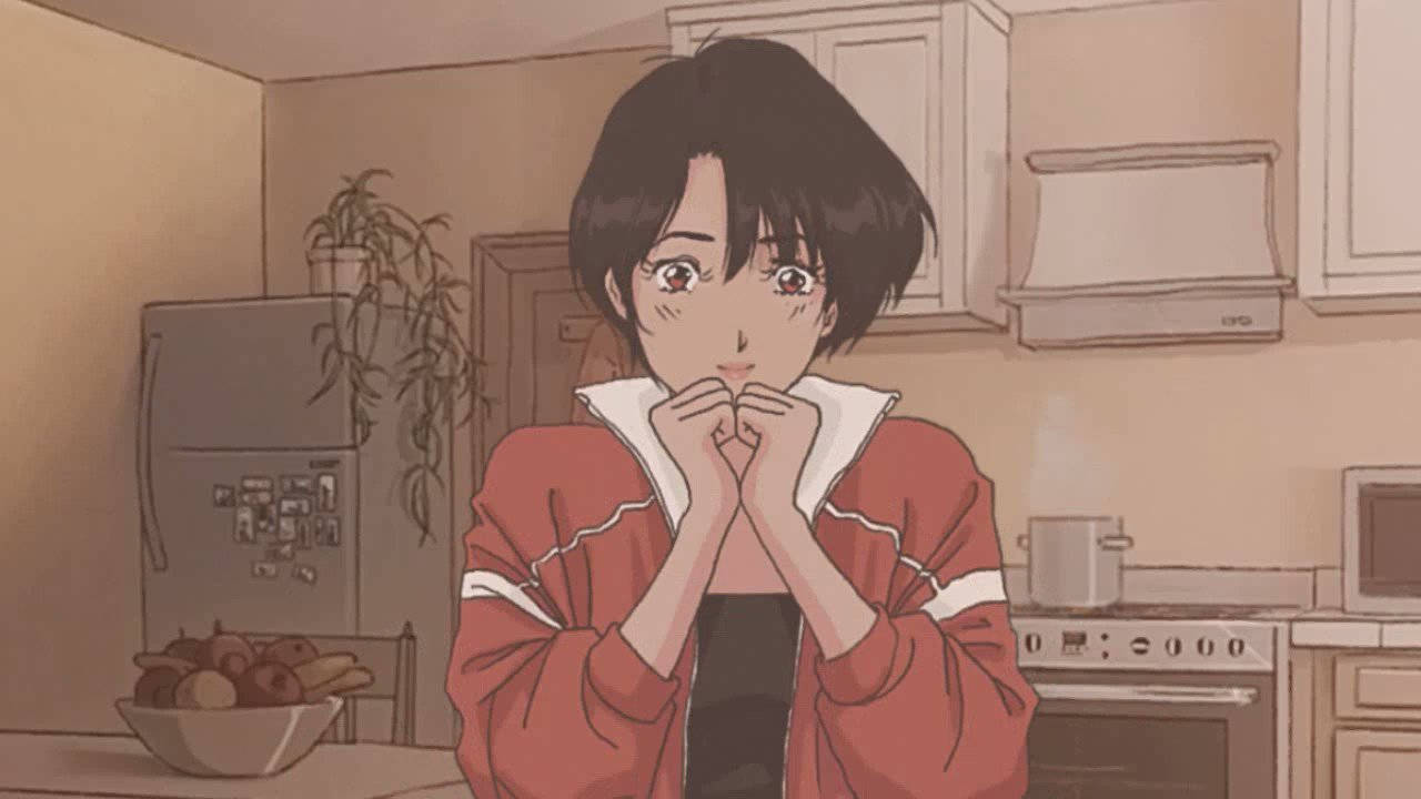 Sevimli Retro Anime Estetiği Mutfak Duvar Kağıdı