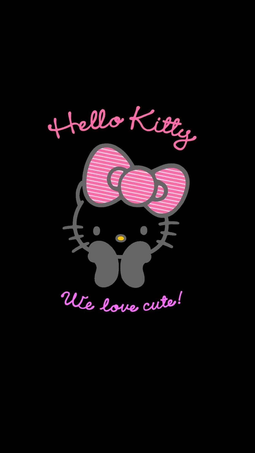 Sevimli Siyah Hello Kitty'yi Seviyoruz Duvar Kağıdı