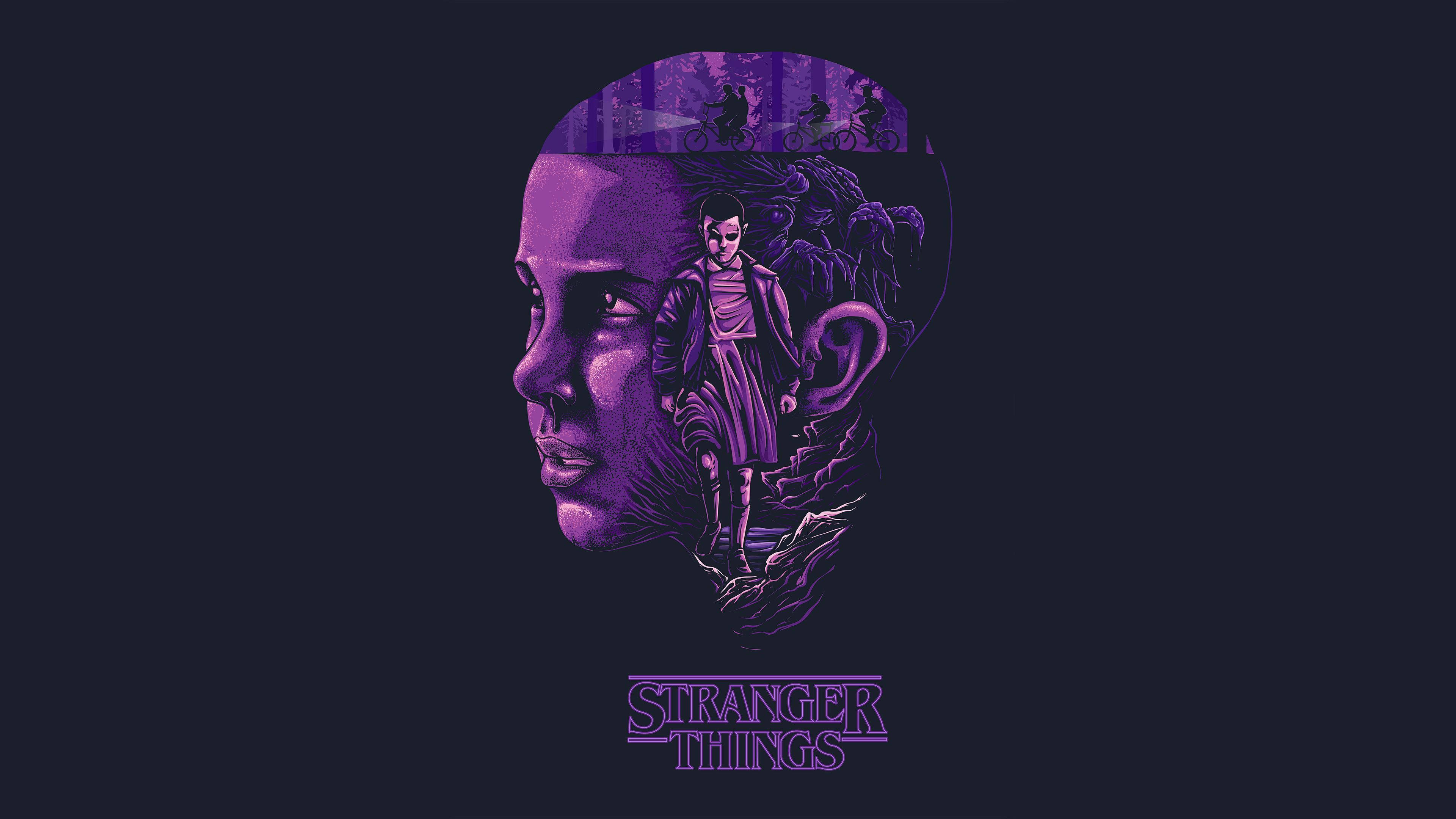 Sevimli Stranger Things Çocuğu Karanlık Ormanda Duvar Kağıdı