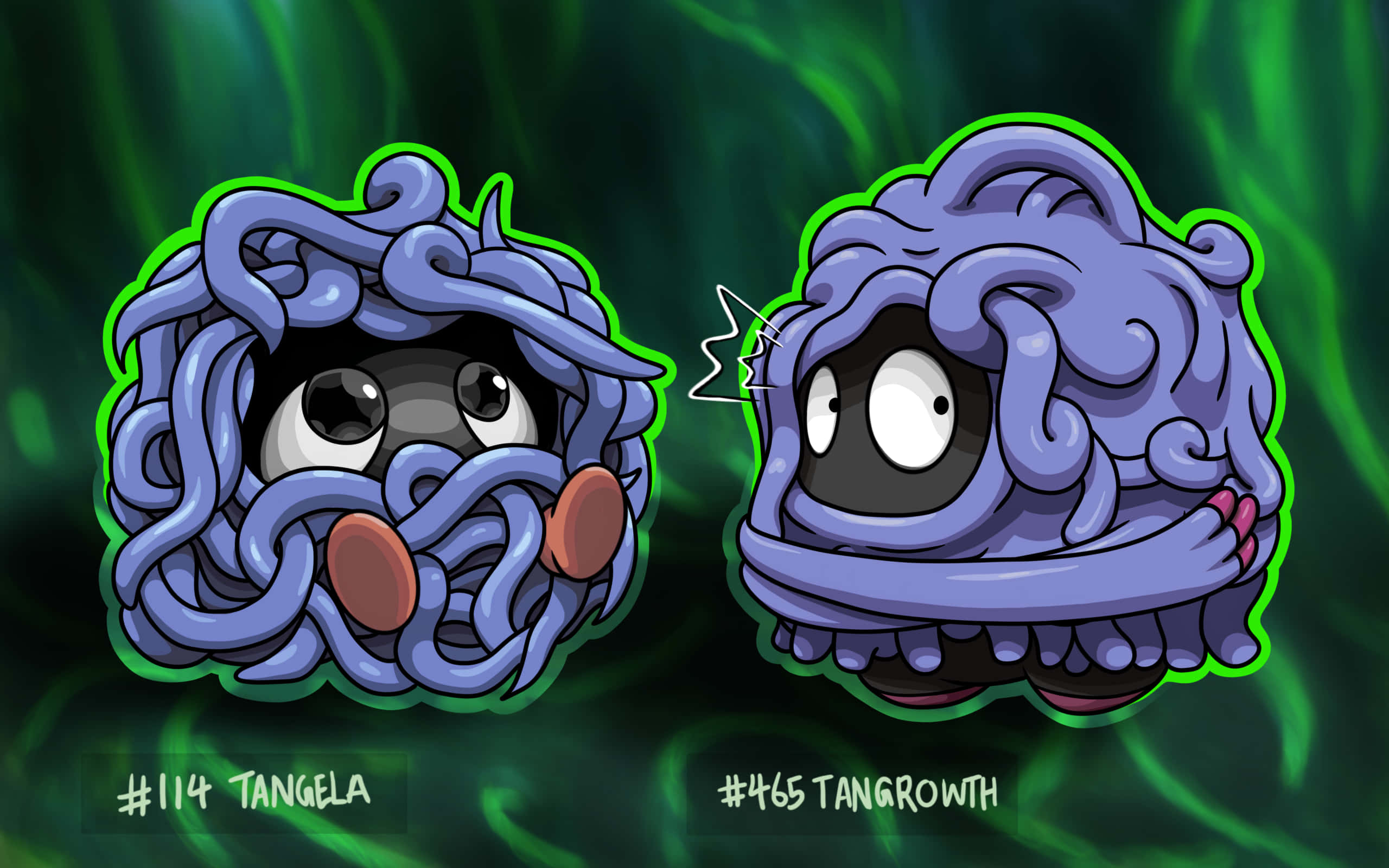 Sevimli Tangela ve Tangrowth Sanat Eseri Duvar Kağıdı