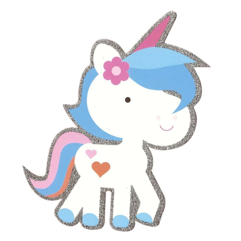 Sevimli Unicorn Kawaii Pastel Mavi Çizgi Film Resmi Duvar Kağıdı