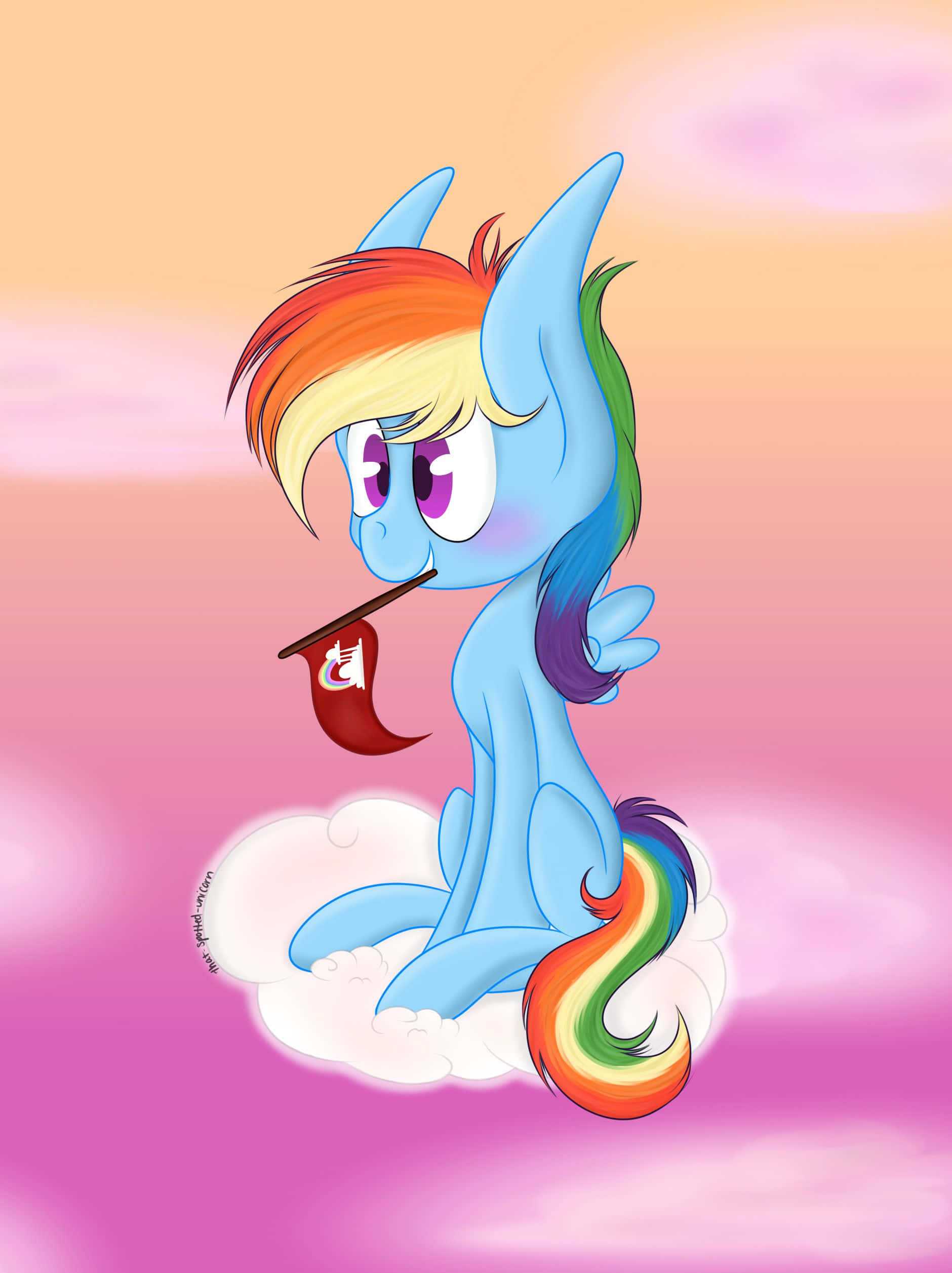 Sevimli Unicorn Rainbow Dash My Little Pony Resmi Duvar Kağıdı