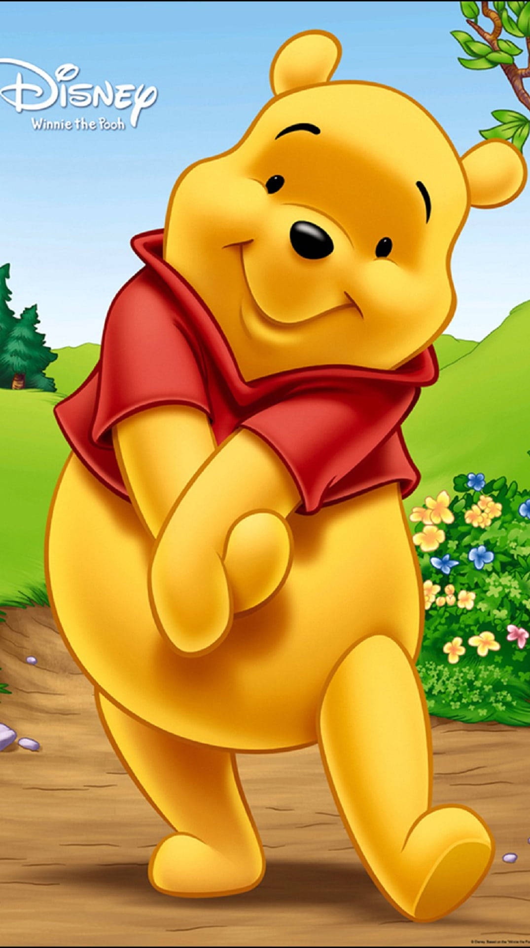 Sevimli Winnie The Pooh iPhone Disney Logosu Duvar Kağıdı