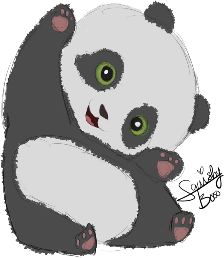 Sevimli Yeşil Gözlü Panda İllüstrasyonu Duvar Kağıdı