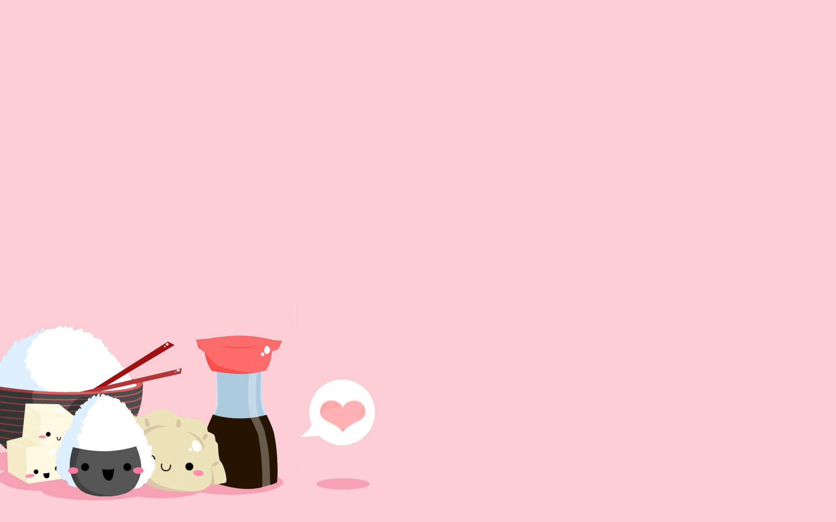 Sevimli Yiyecekler ve Çeşniler Kawaii Pembe Arkaplanda Duvar Kağıdı