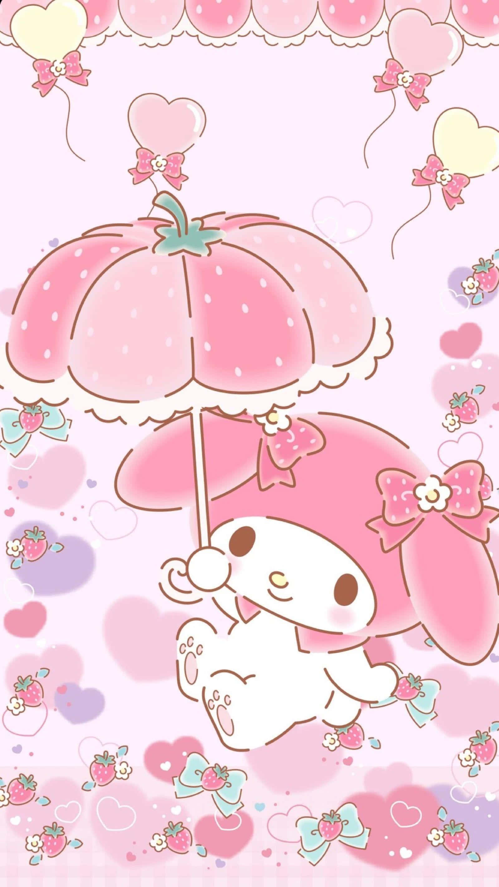 Sevimliliğin Büyüleyici Patlaması: Kawaii Pembe Arkaplan Duvar Kağıdı