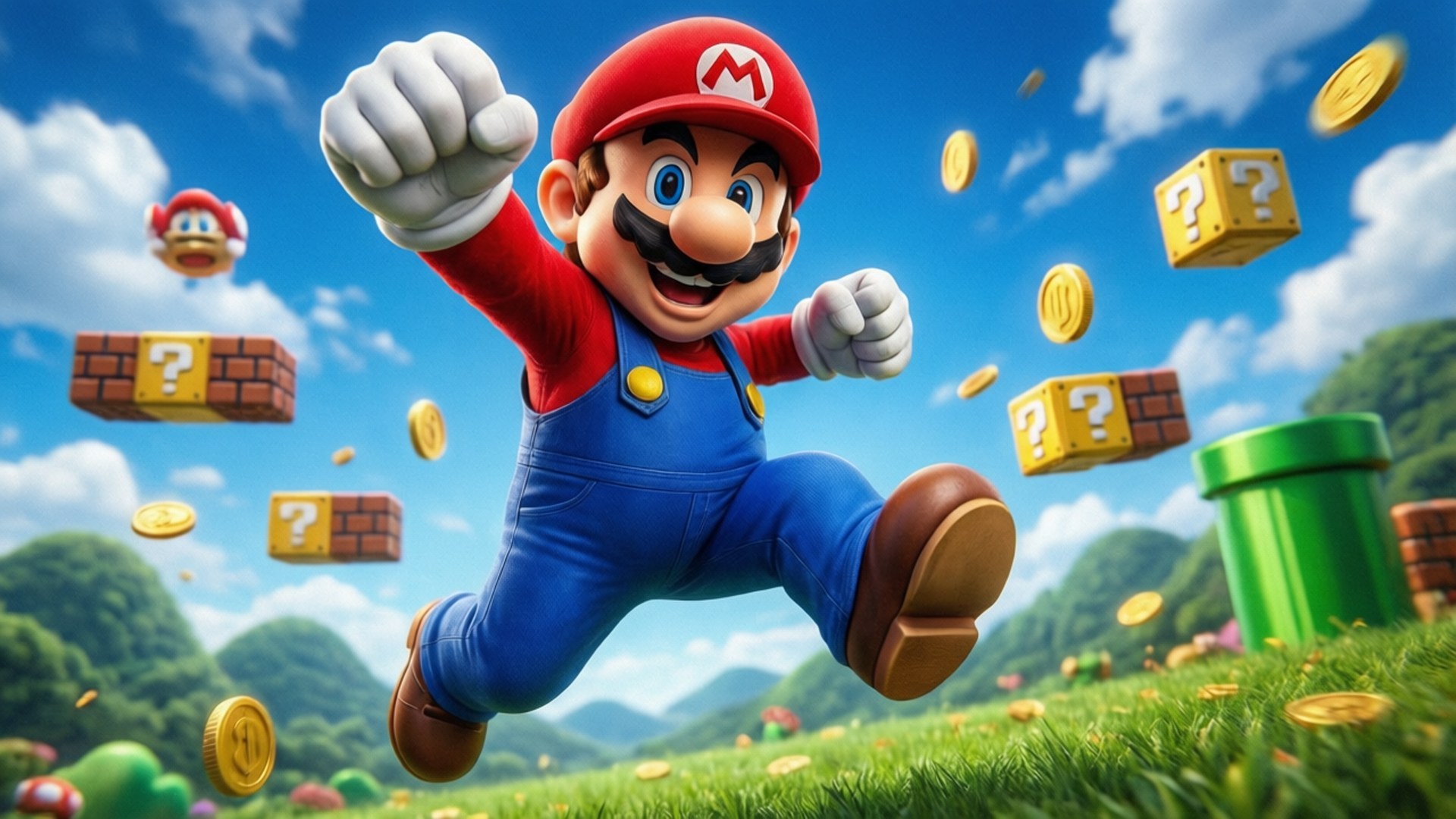 Sevinçten Zıplayan Mario Duvar Kağıdı
