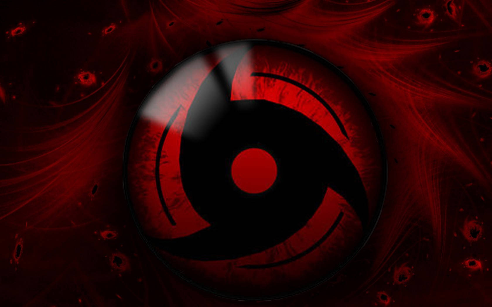 Sharingan Canlı Kırmızı Estetik Dalgalar ve Parçacıklar Duvar Kağıdı