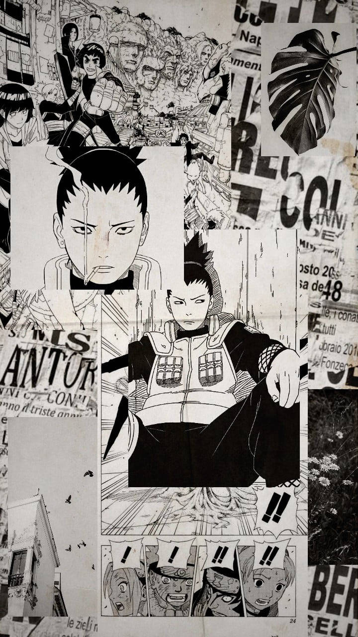 Shikamaru Naruto Anime Siyah Beyaz iPhone Duvar Kağıdı