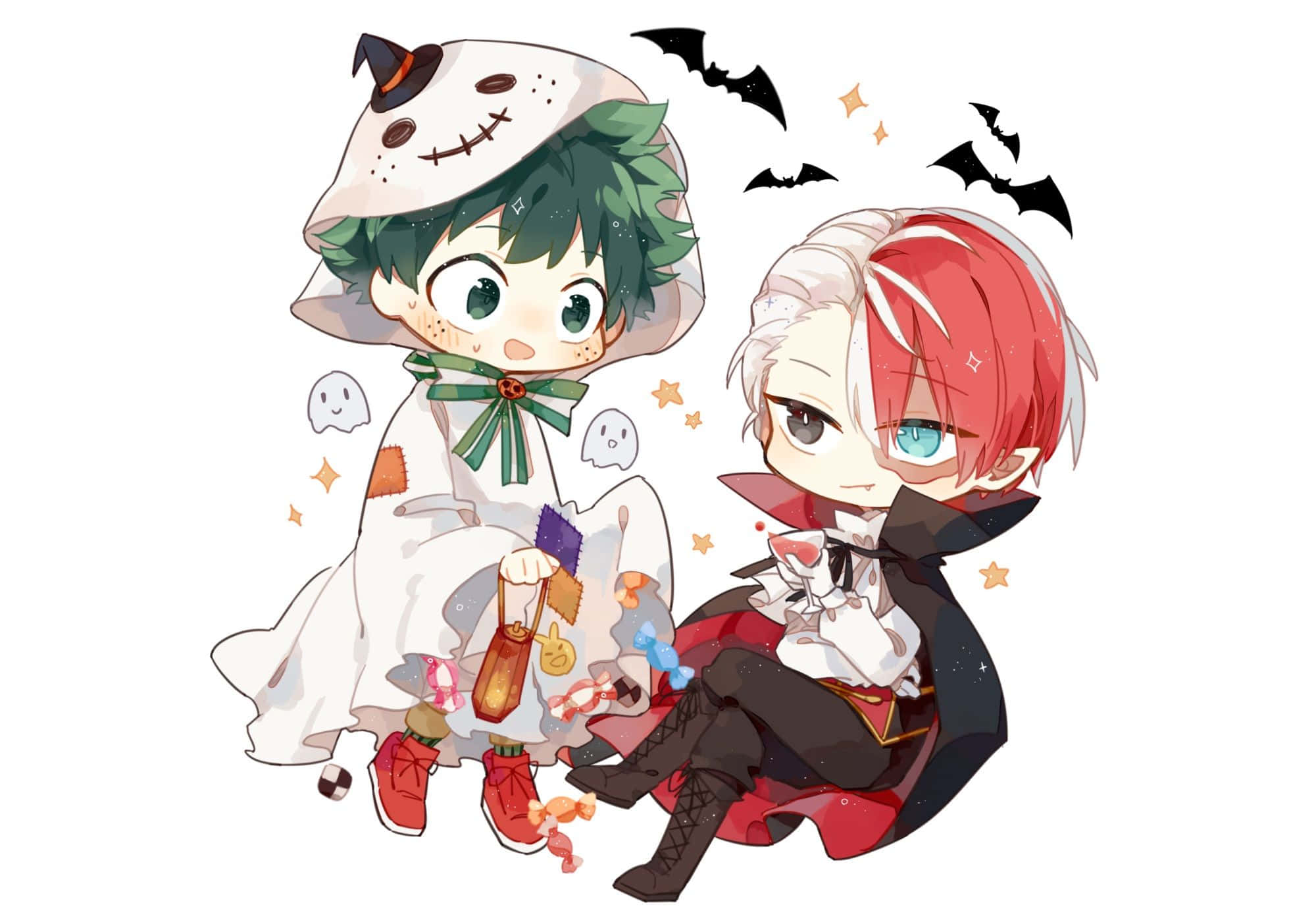 Shoto Todoroki ve Izuku Midoriya My Hero Academia Cadılar Bayramı Duvar Kağıdı