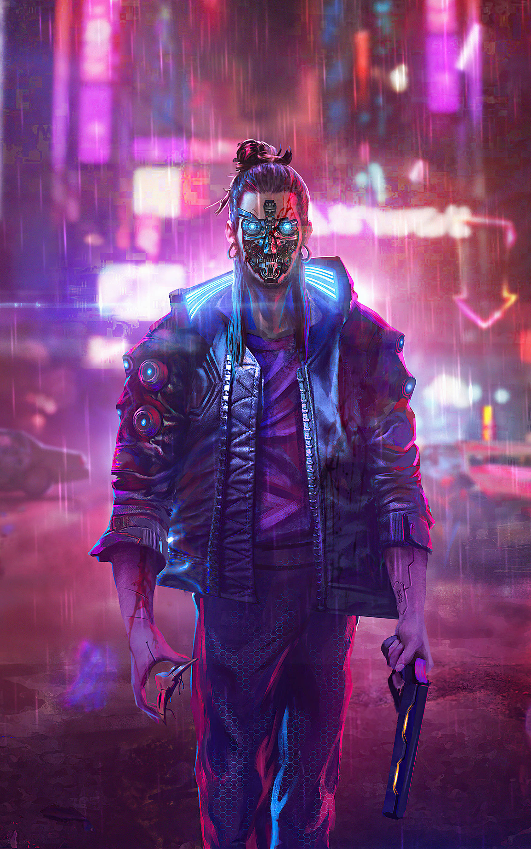 Siberpunk Erkek Android Paralı Asker Duvar Kağıdı