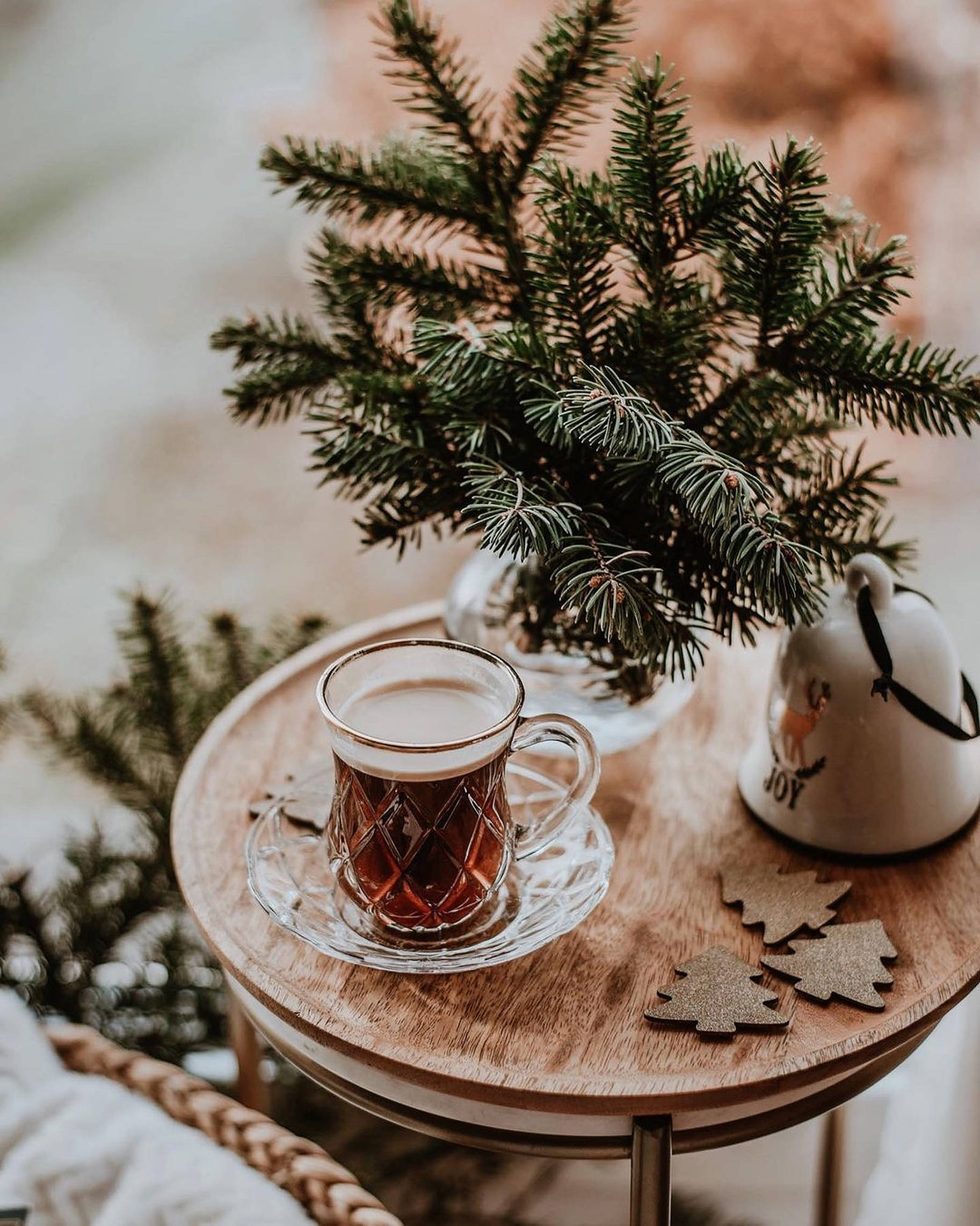 Sıcak Çaylı Rahatlatıcı Noel Estetiği Duvar Kağıdı