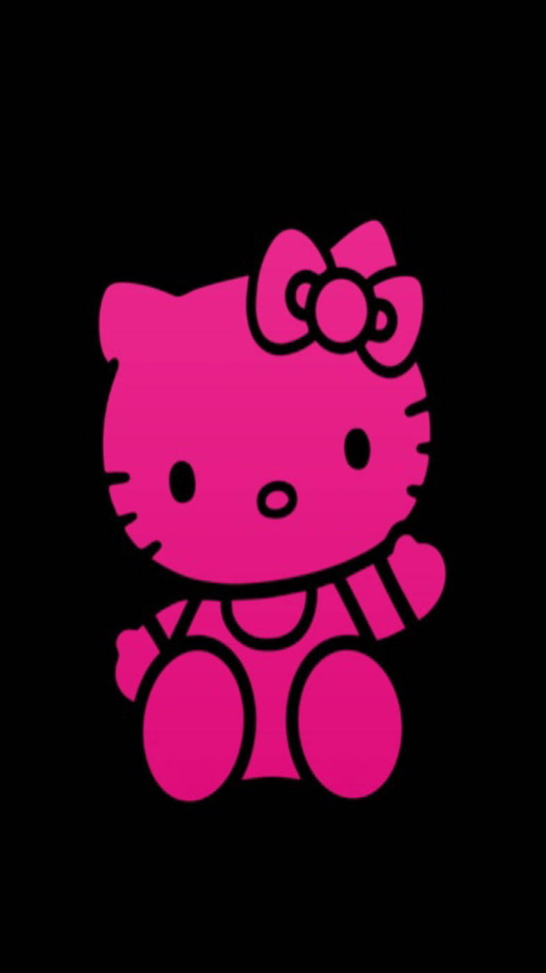 Sıcak Pembe ve Siyah Hello Kitty Duvar Kağıdı