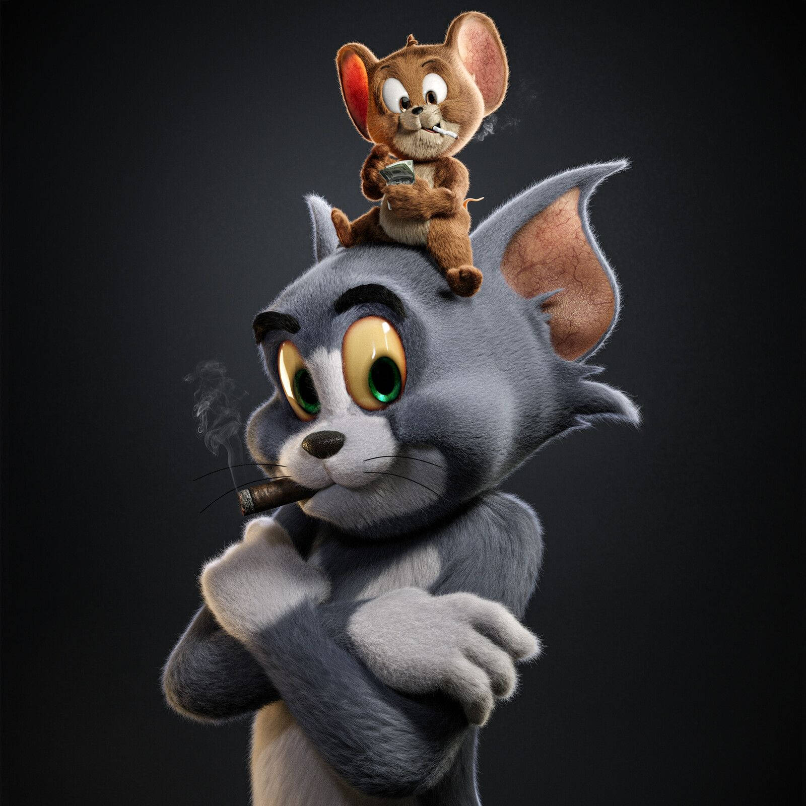 Sigara İçen Tom ve Jerry 3D 4K Duvar Kağıdı