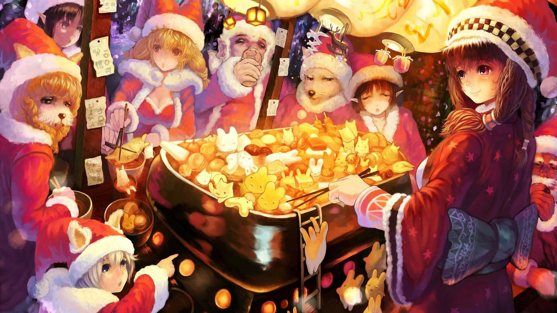 Sihirli bir Anime Noel'i ile tatil sezonunun tadını çıkarın! Duvar Kağıdı